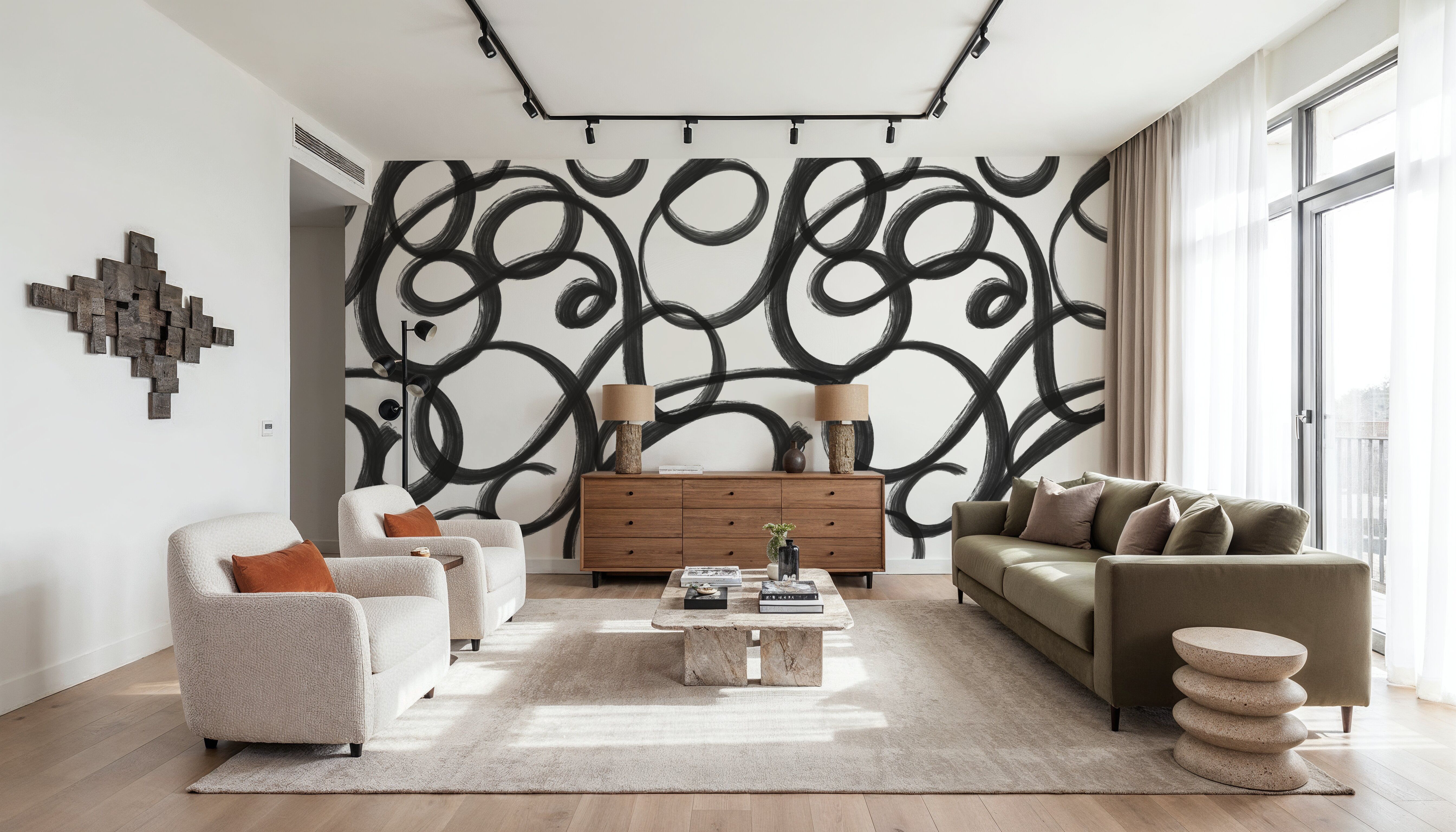 Curly Brush Lines, Black