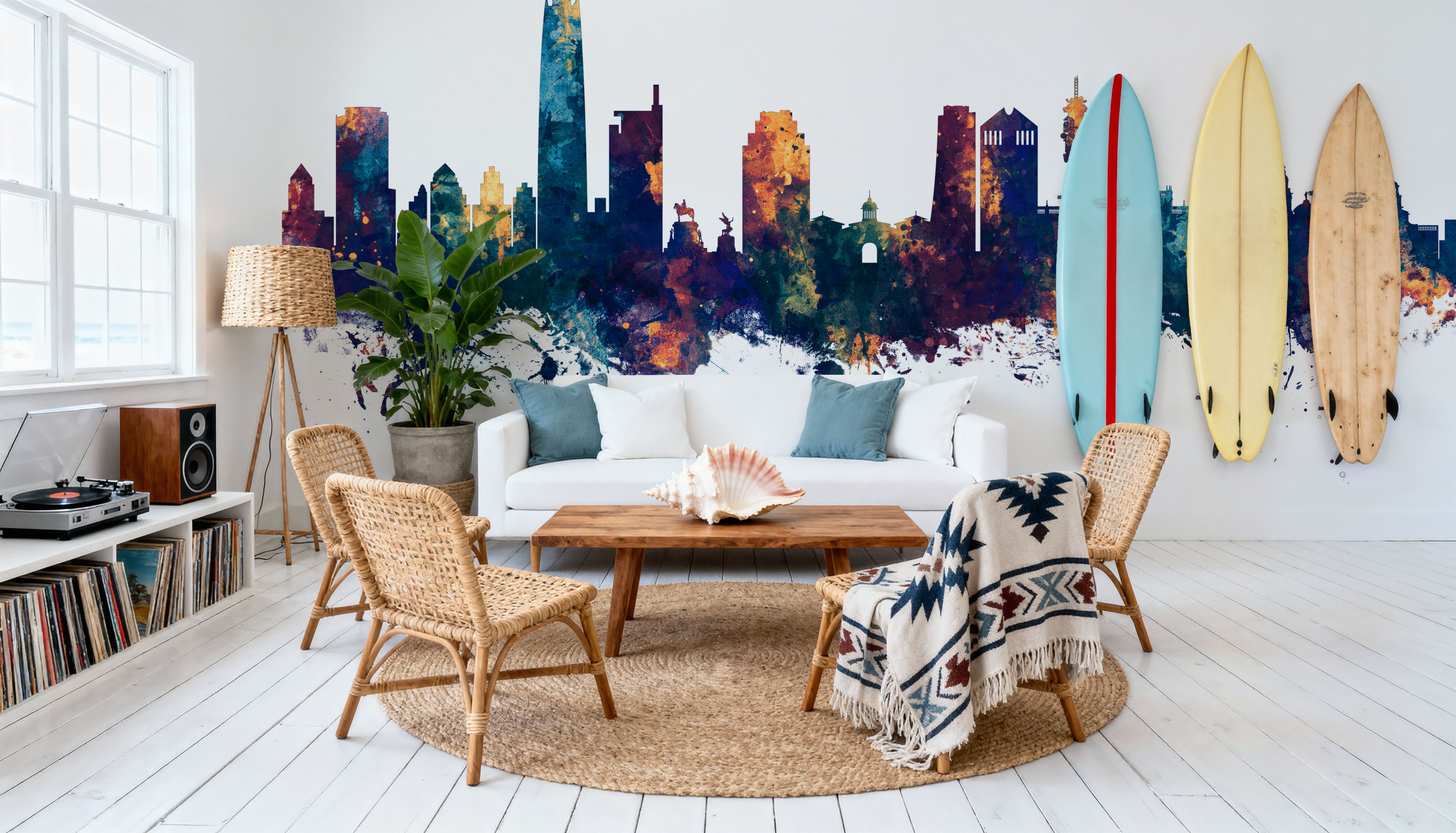 Santiago de Chile Skyline Blue & Bronze, Wallpaper