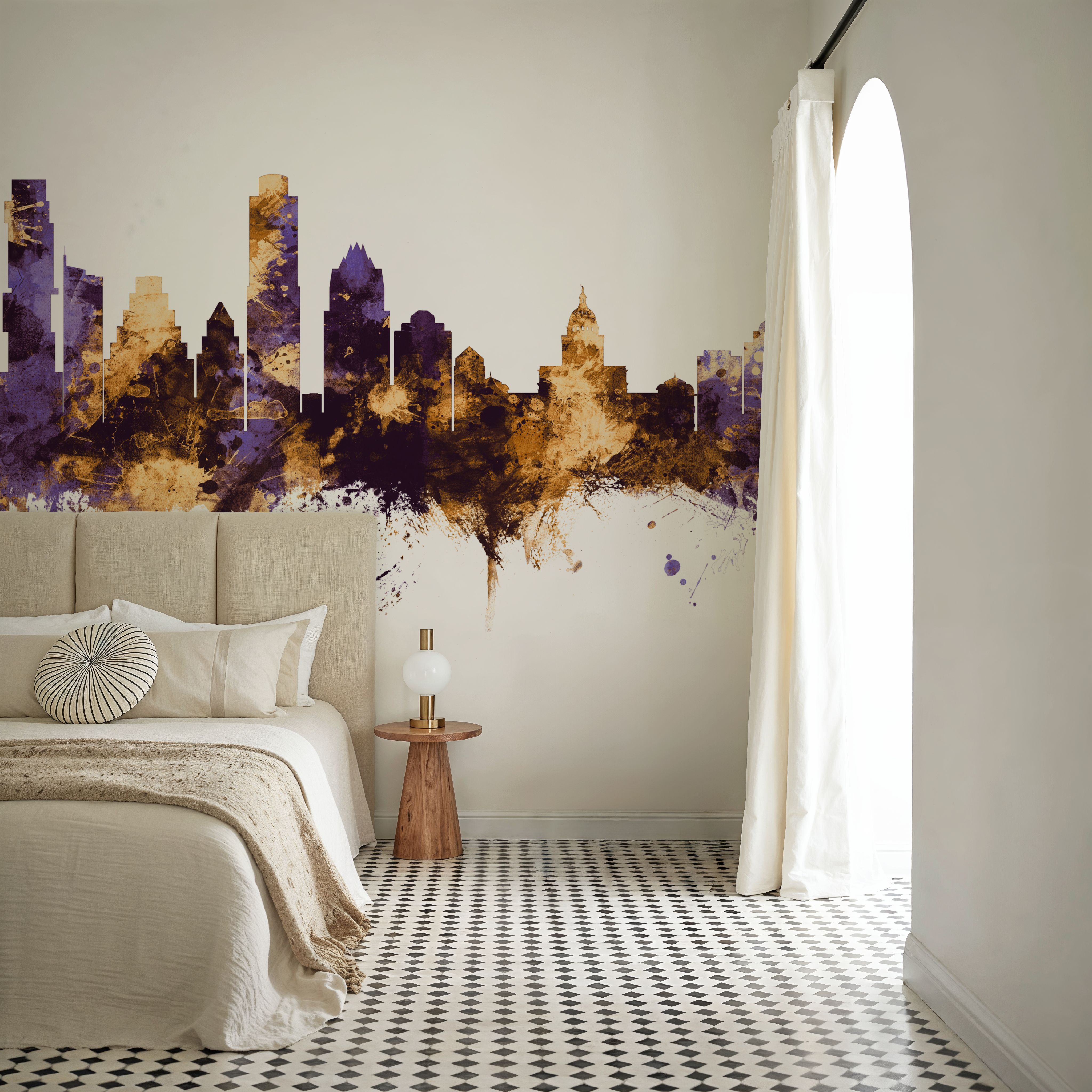 Austin Texas Skyline Purple & Gold