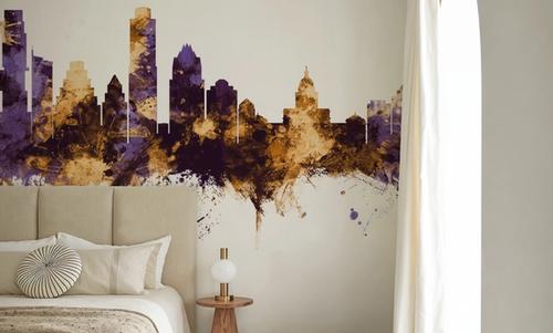Austin Texas Skyline Purple & Gold