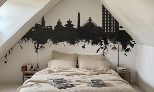 Kathmandu Nepal Skyline Black & White