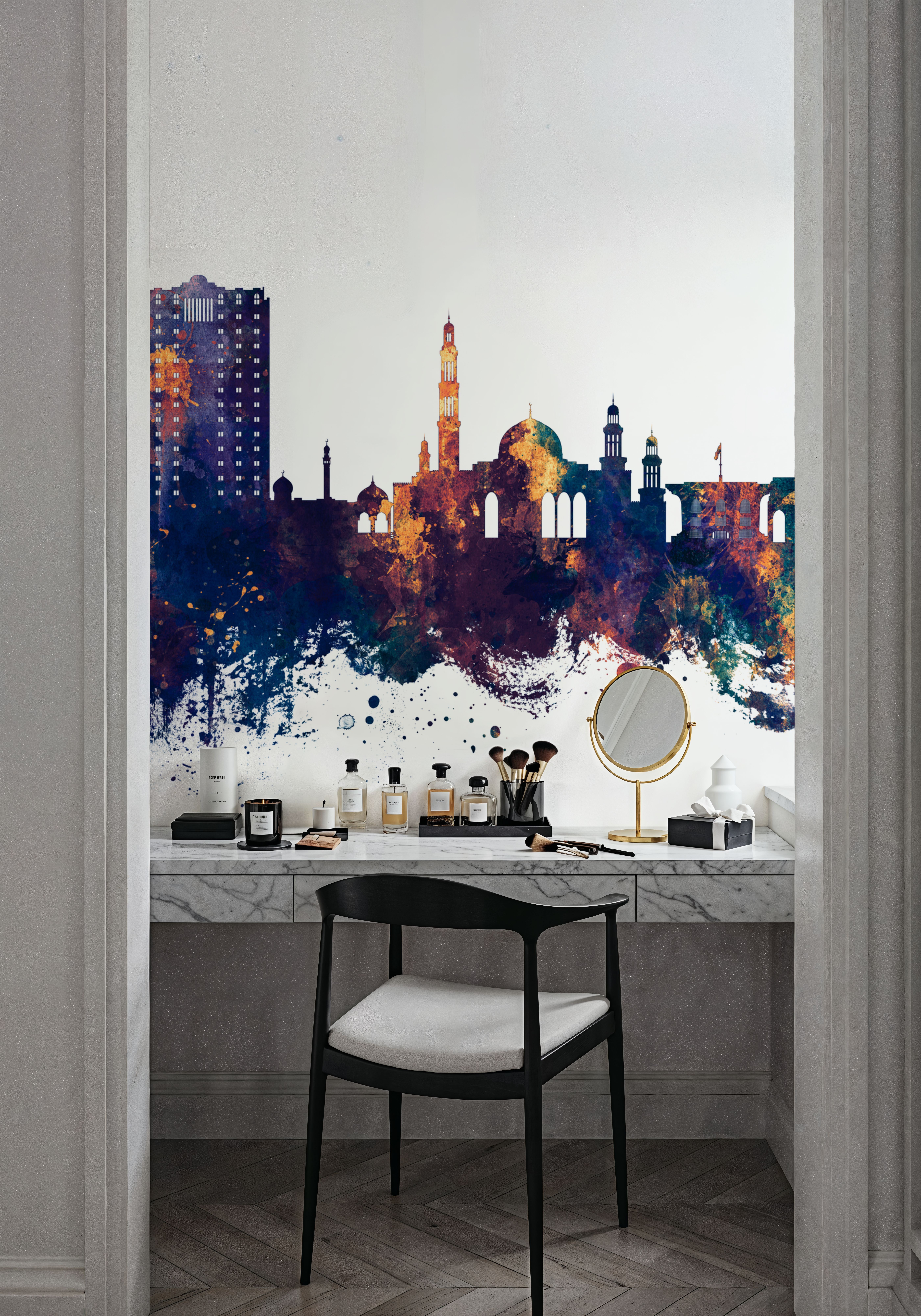 Muscat Oman Skyline Blue & Bronze