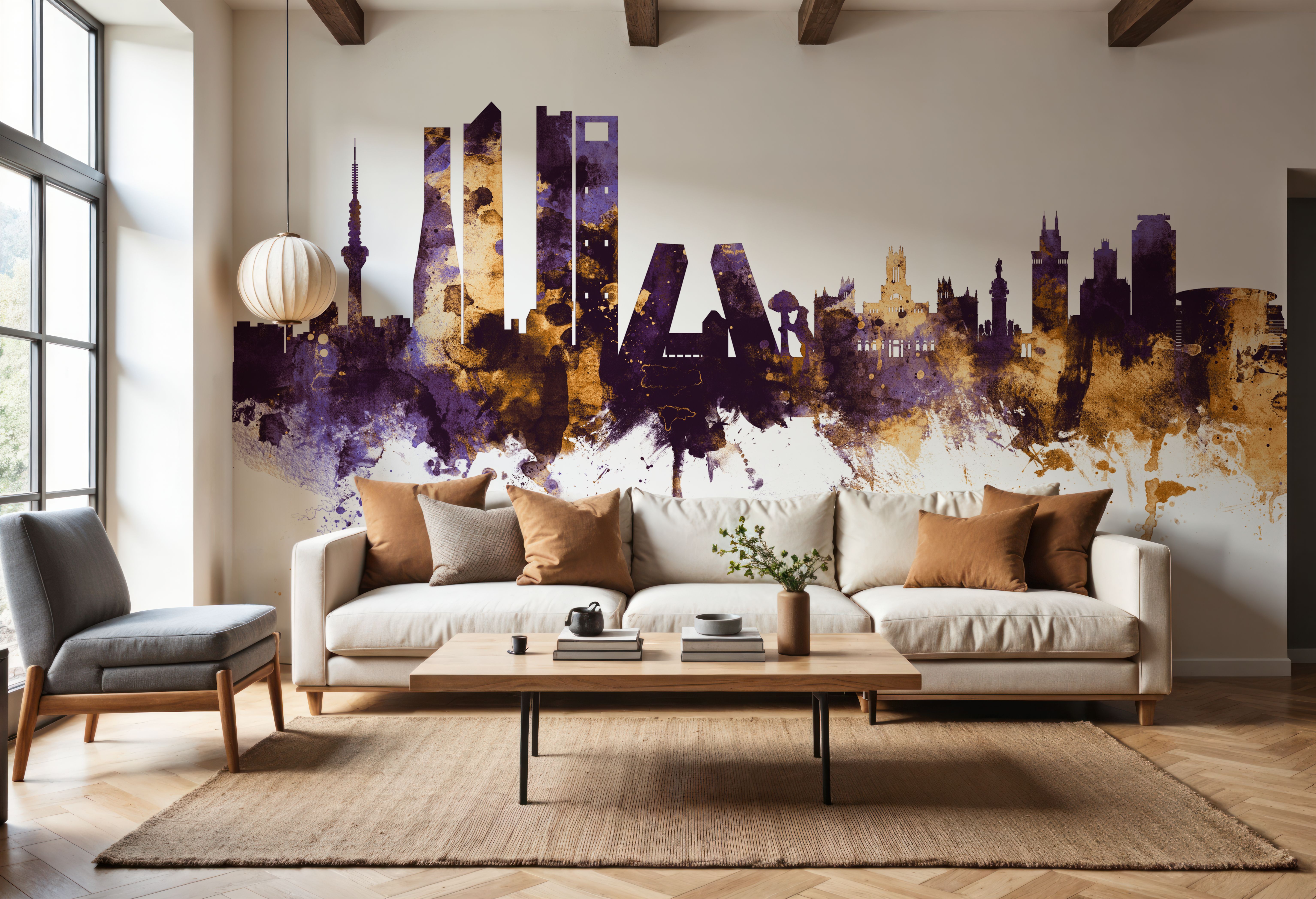 Madrid Skyline Purple & Gold