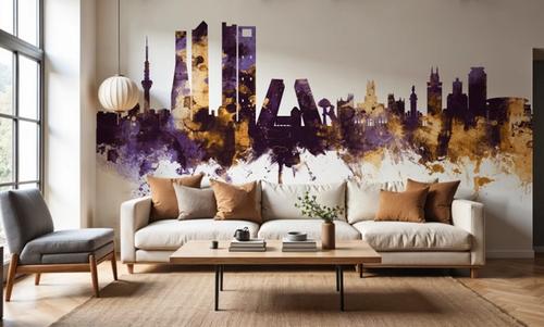 Madrid Skyline Purple & Gold