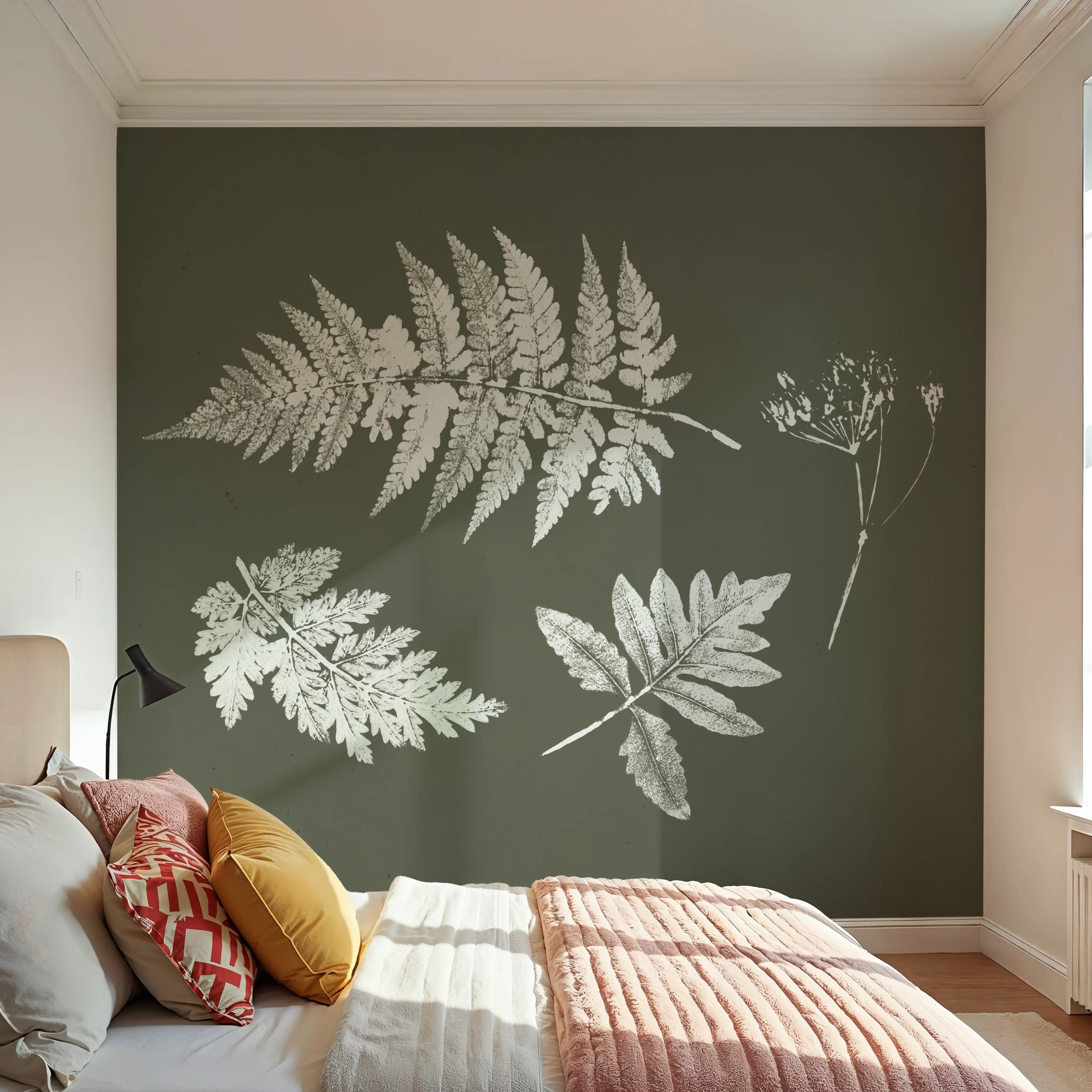 Wall Mural - Walk in the Woods II on Green - Foliage Nature mural wallpaper - Green - Dining Room - Wallism UK - Peel & Stick or Paste-the-Wall