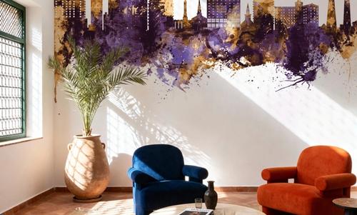 Virginia Beach Skyline Purple & Gold