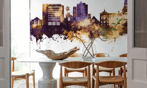 Cheyenne Wyoming Skyline Purple & Gold