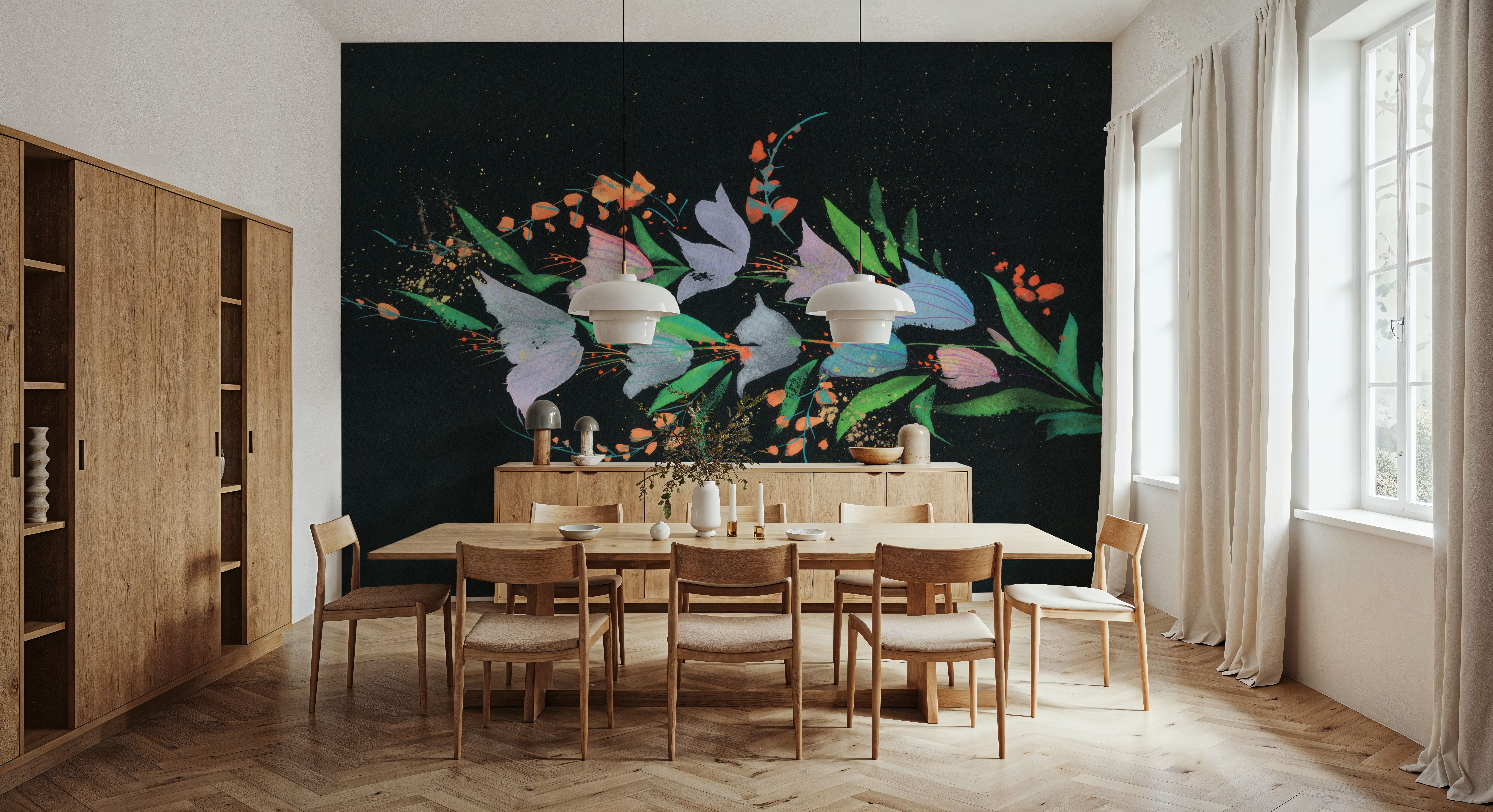 Bluebells on Black, Wallpaper