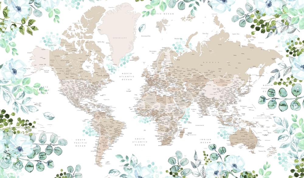 World Map Cities - Leanne