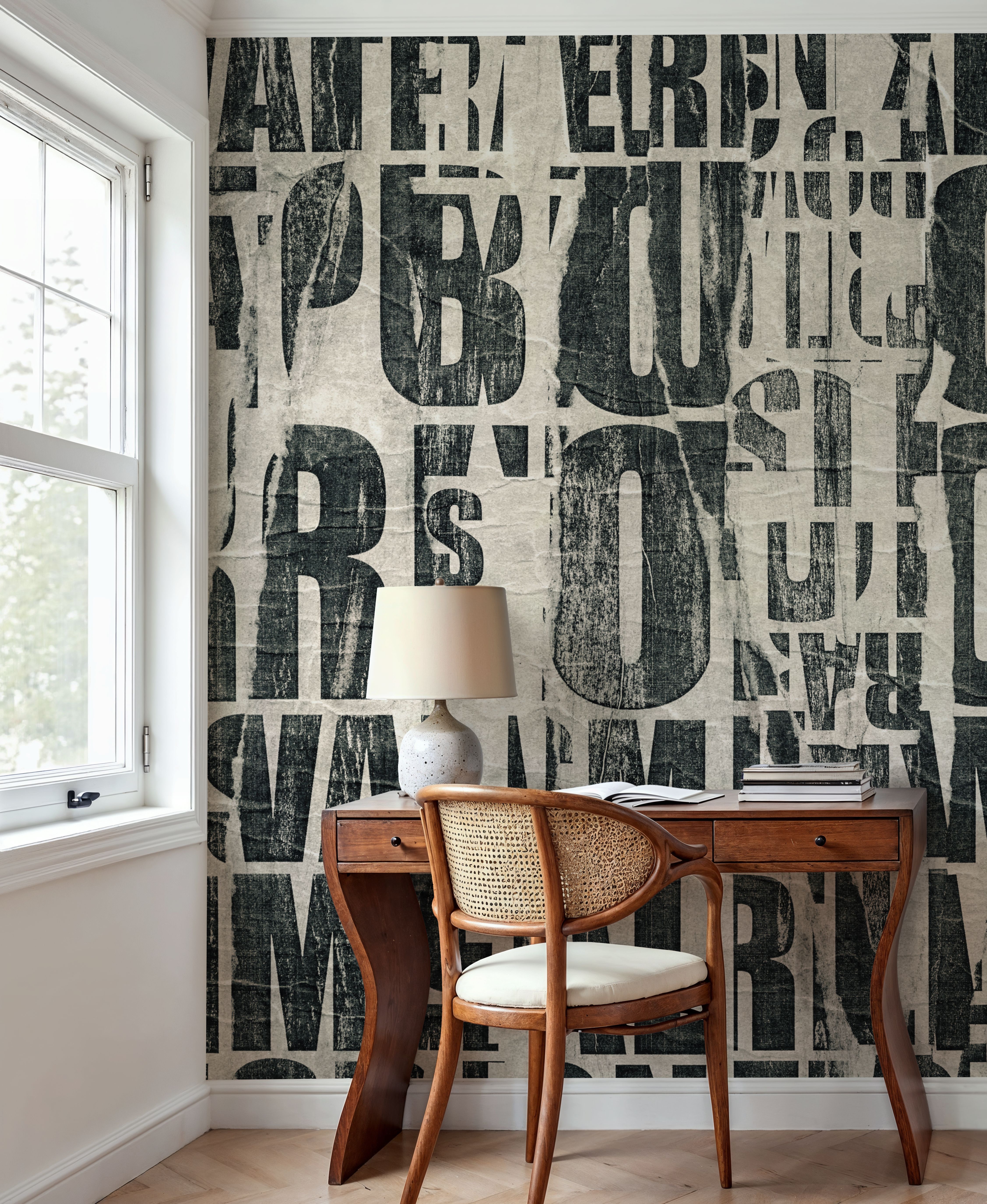 Letterpress Vintage Newspaper Collage, Black