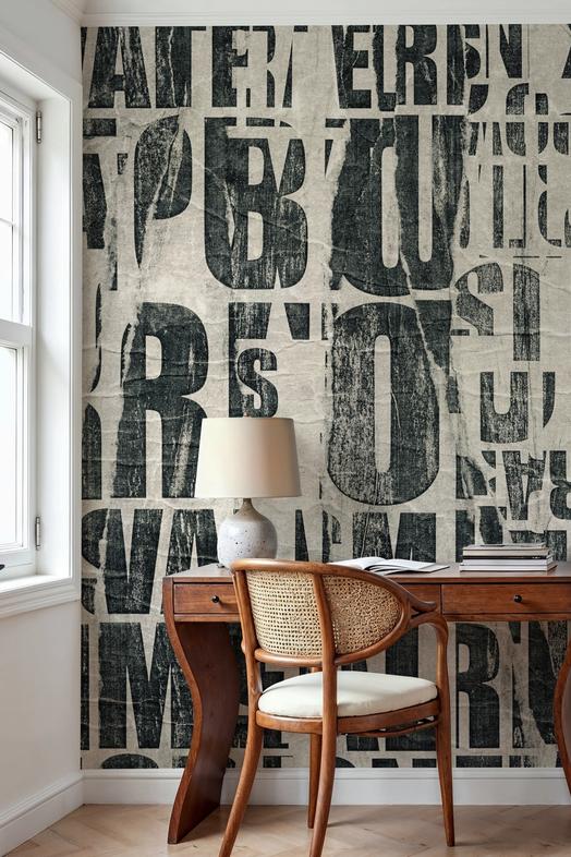Letterpress Vintage Newspaper Collage, Black