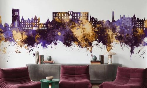 Oban Scotland Skyline Purple & Gold