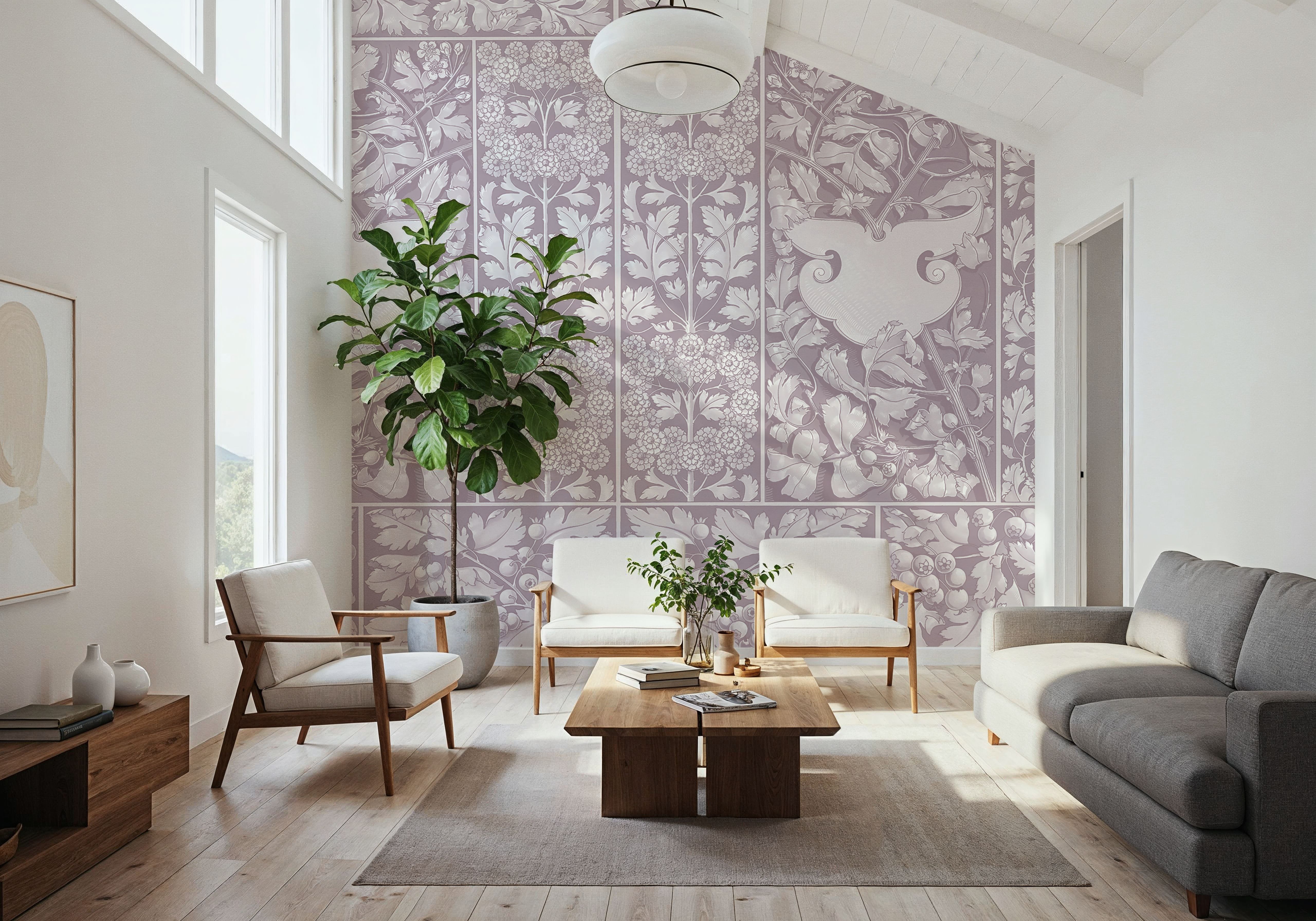 Flowers and Berries Purple, Wallpaper