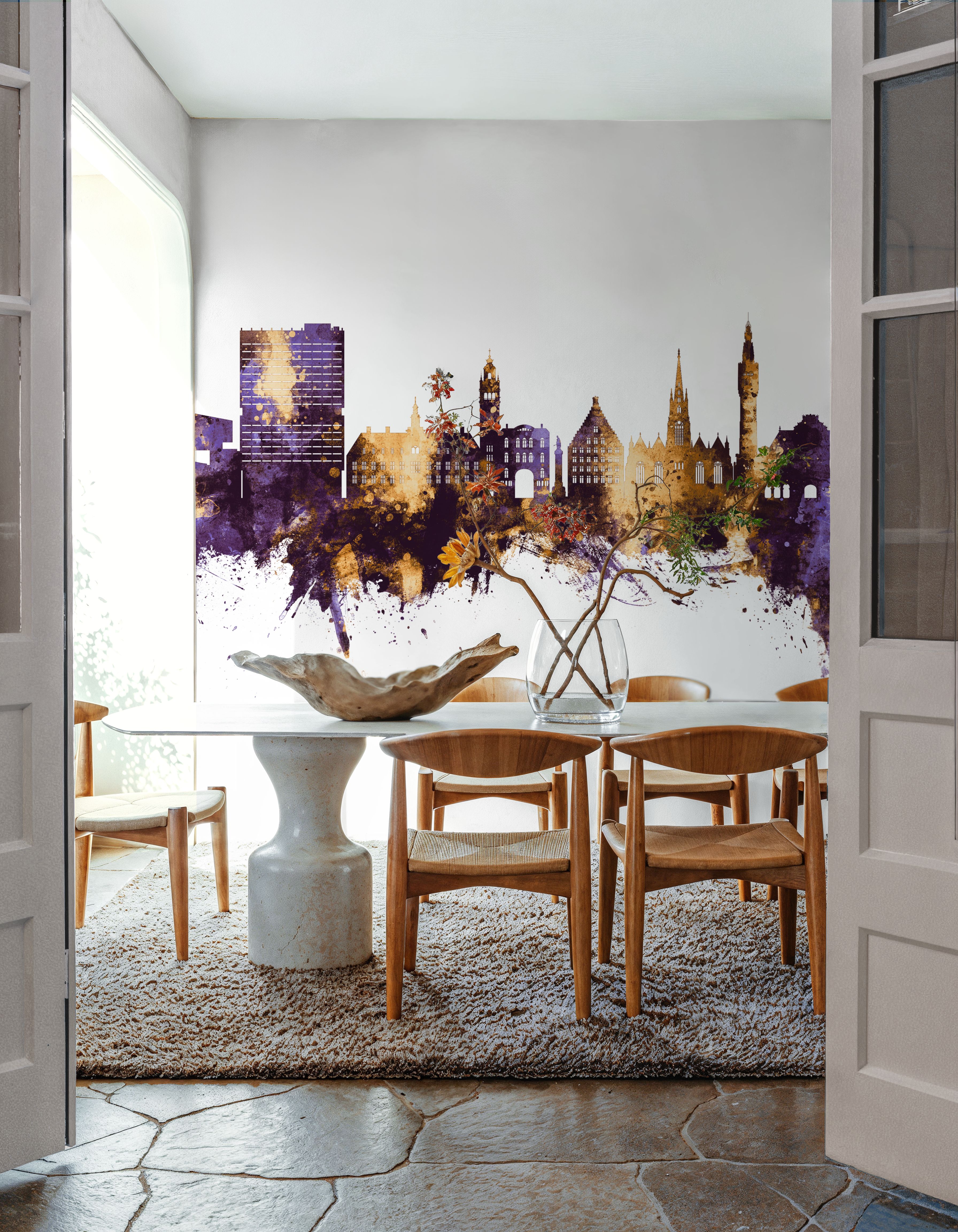 Lille France Skyline Purple & Gold