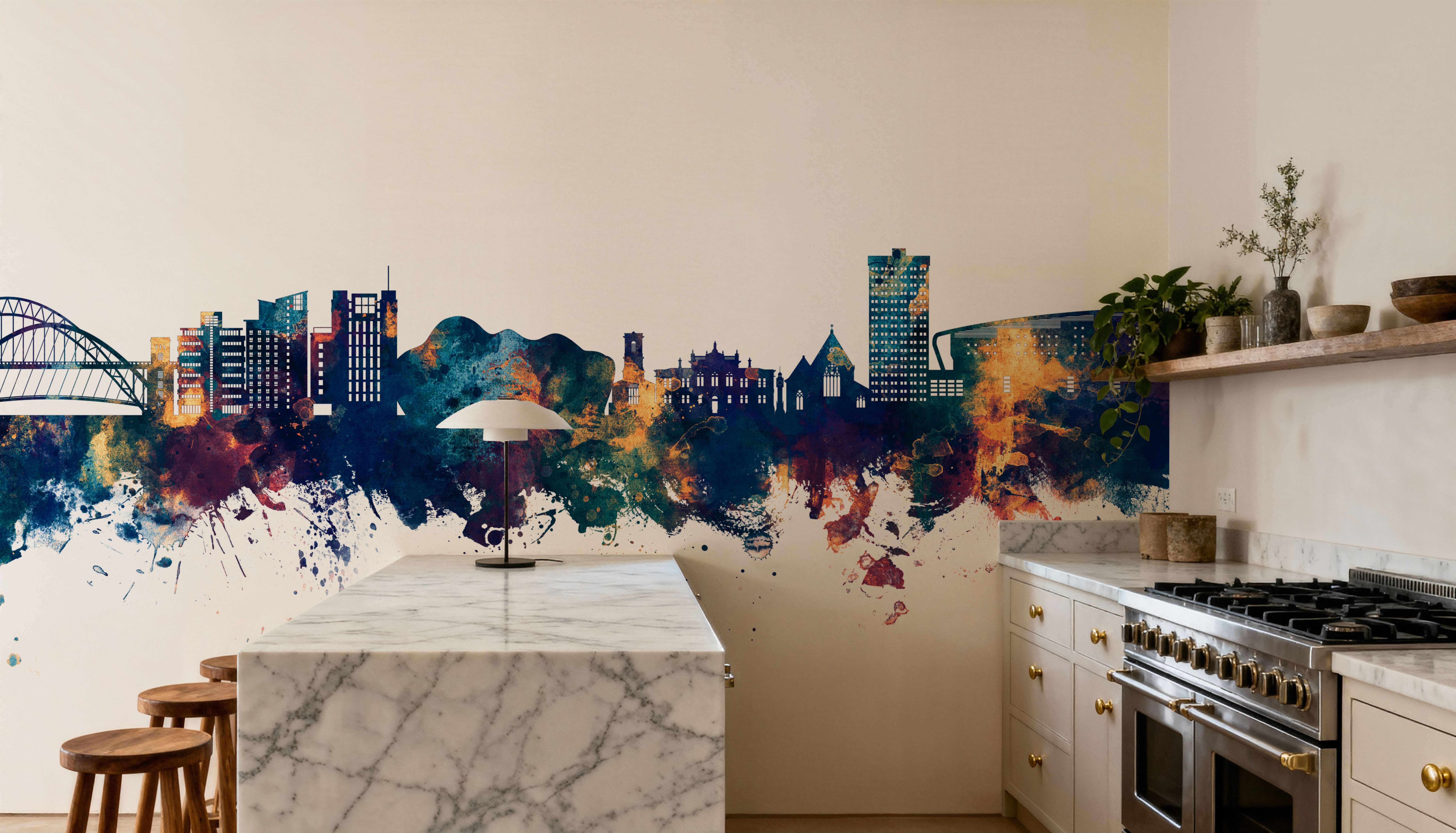 Gateshead England Skyline Blue & Bronze, Tapeten