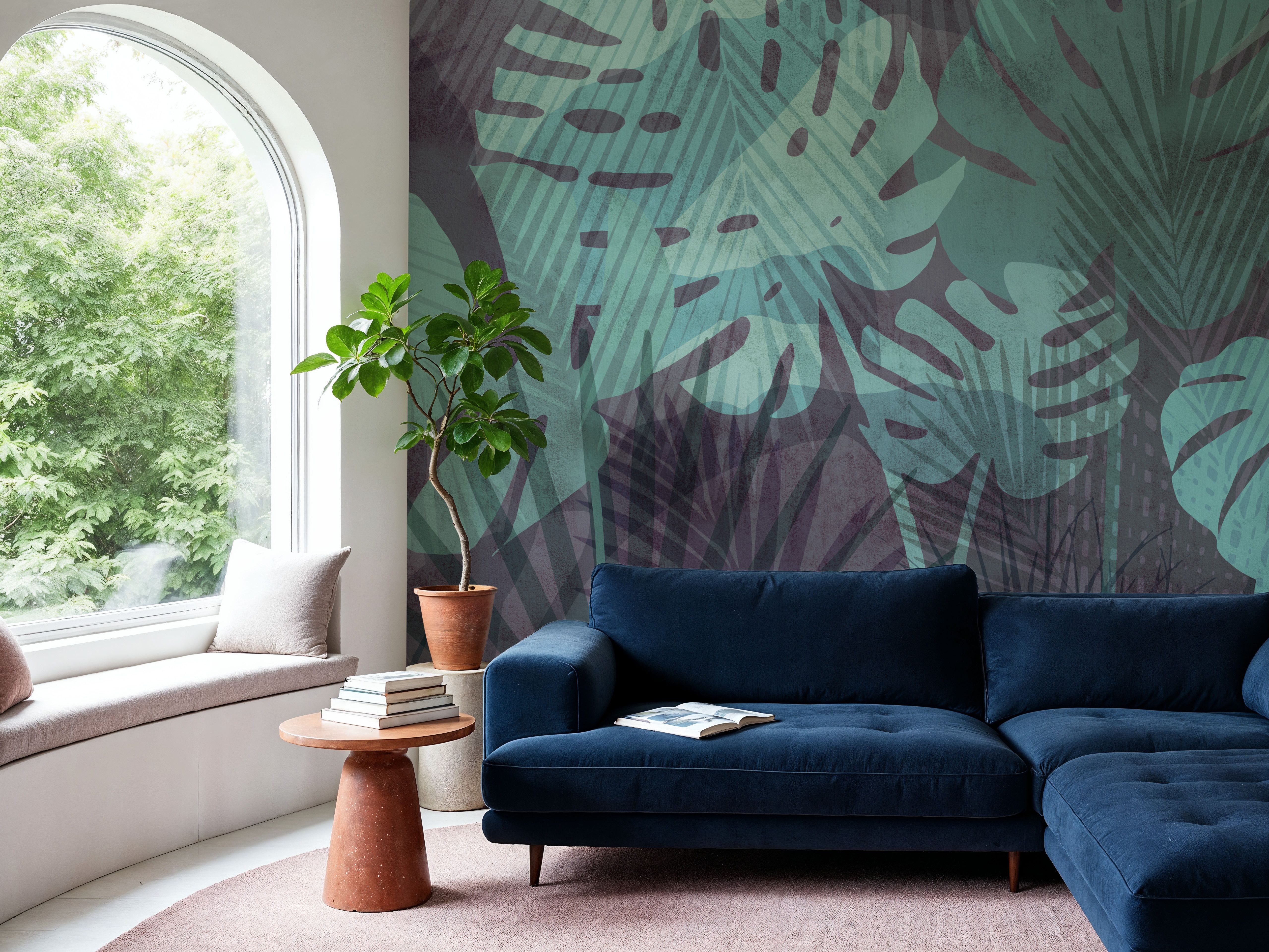 Big Monstera Leaves, Cyan