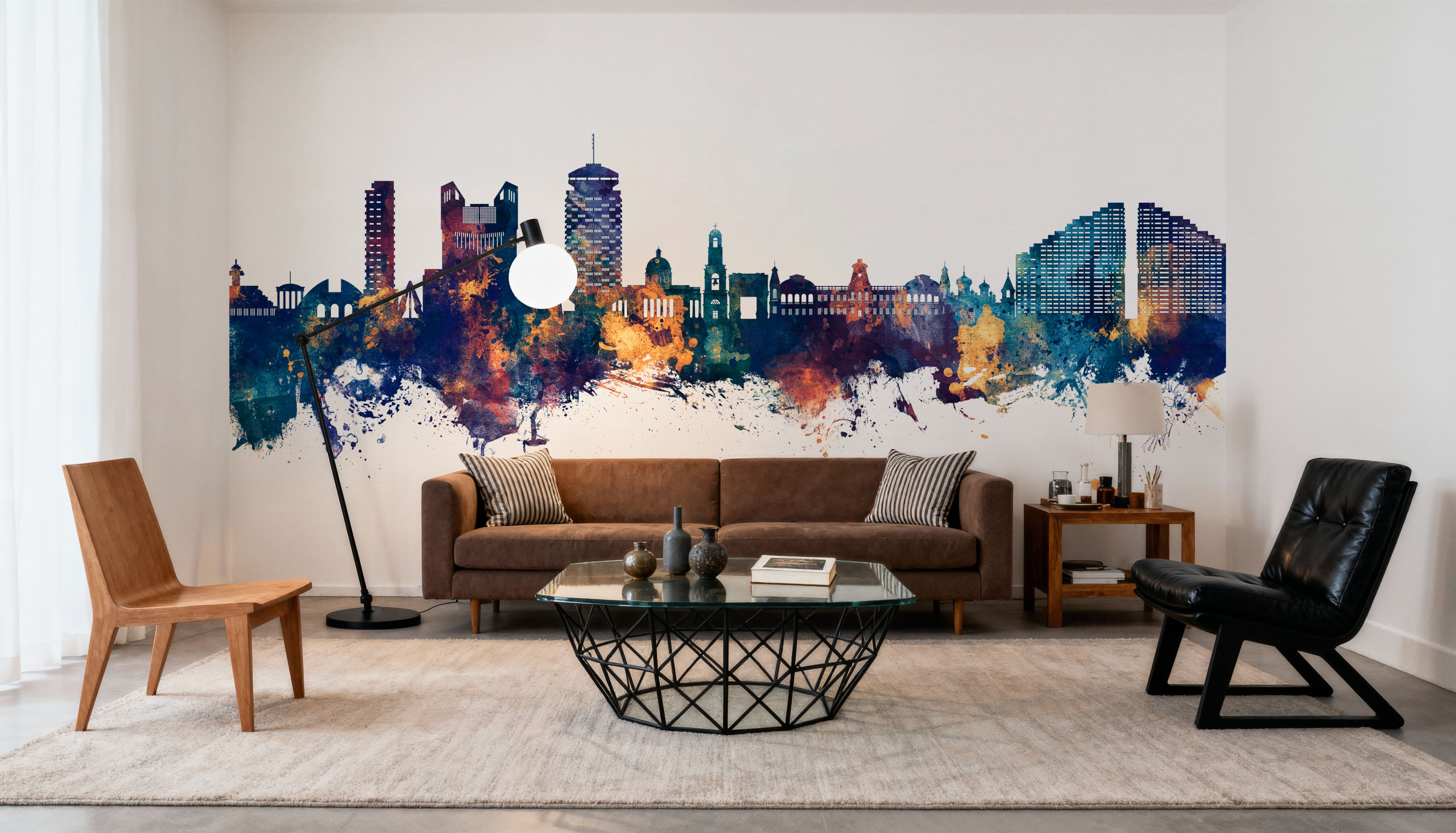 Chisinau Moldova Skyline Blue & Bronze, Wallpaper