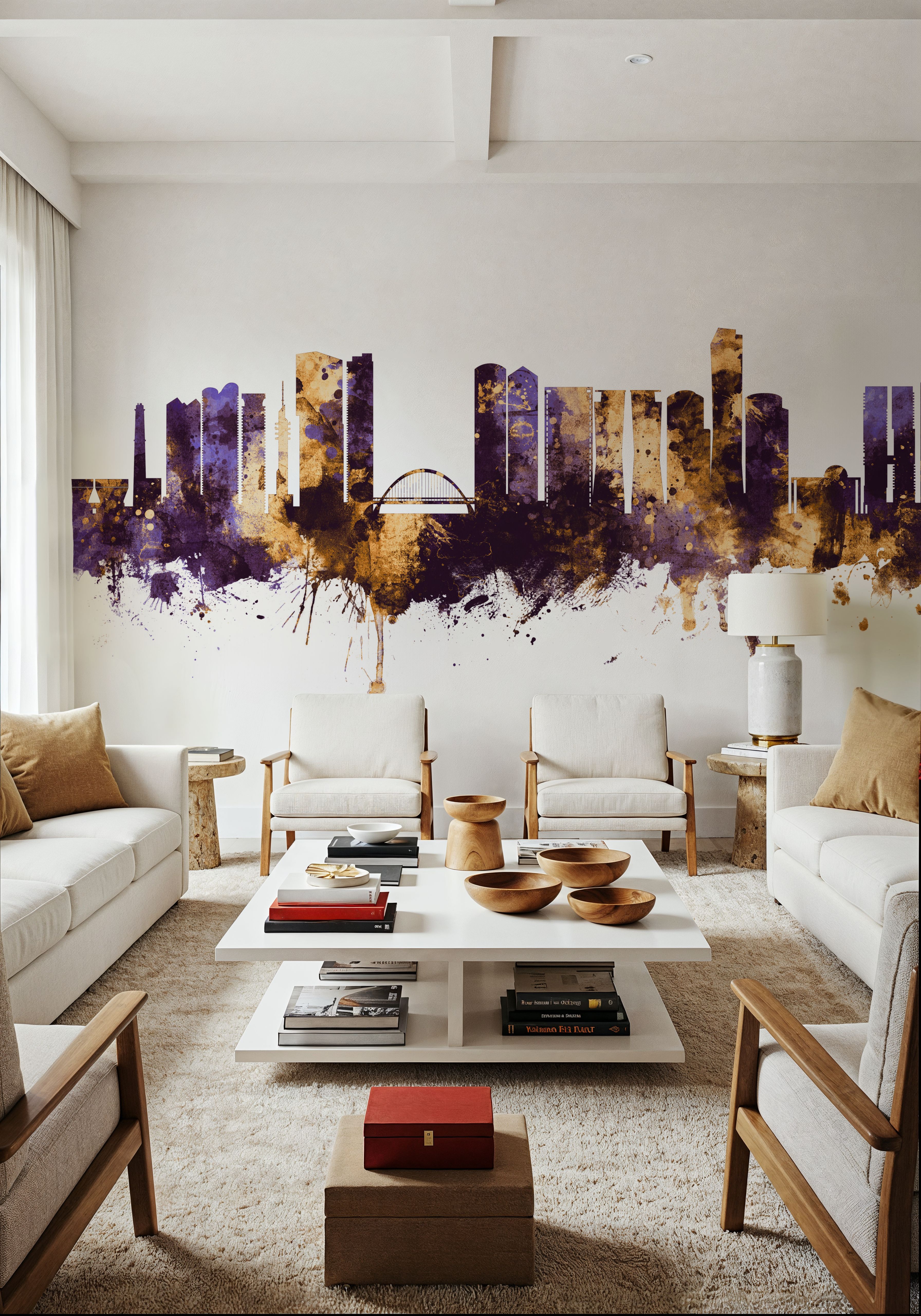 Tel Aviv Skyline Purple & Bronze