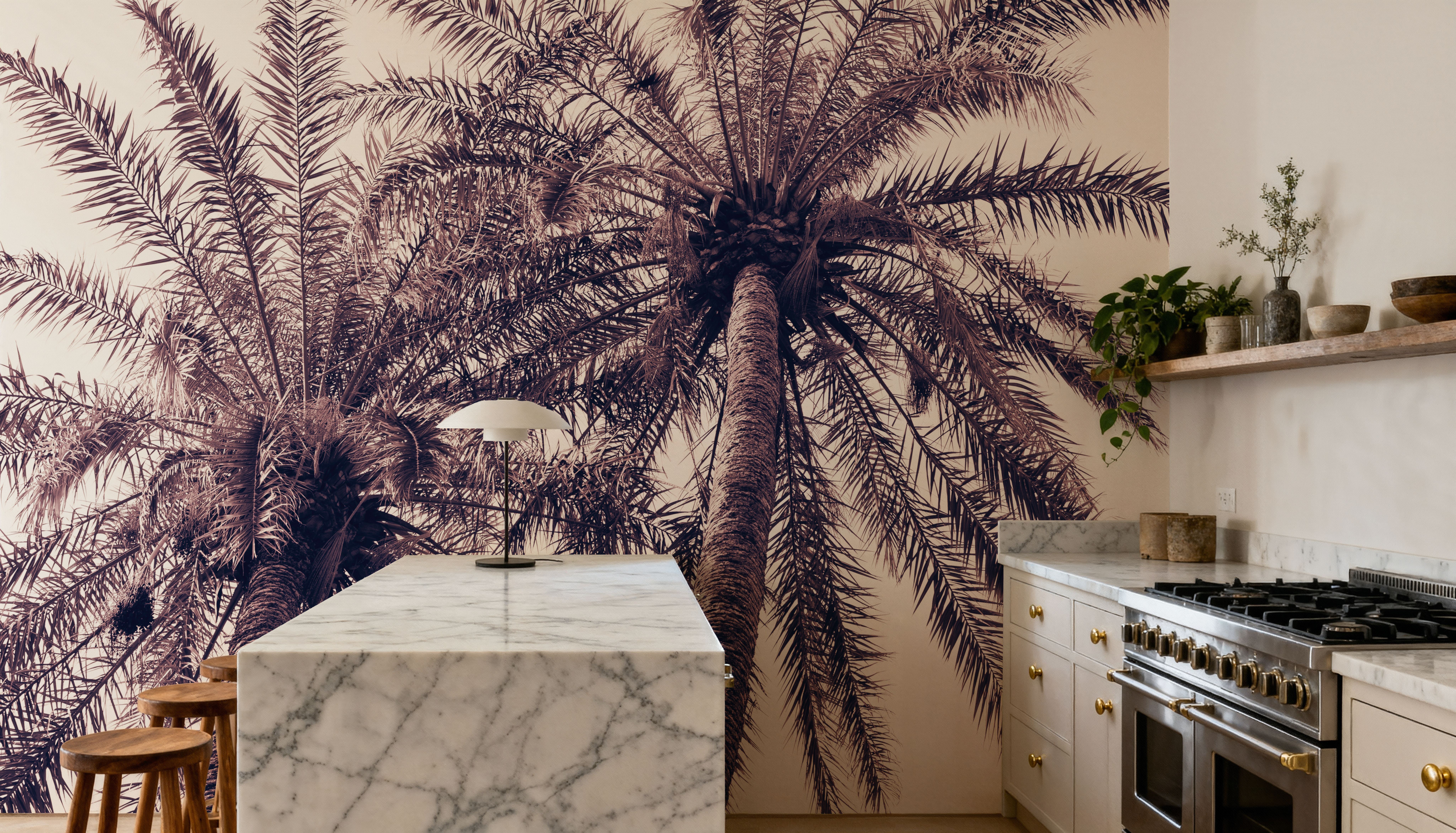 Pink Palms Horizontal, Behang