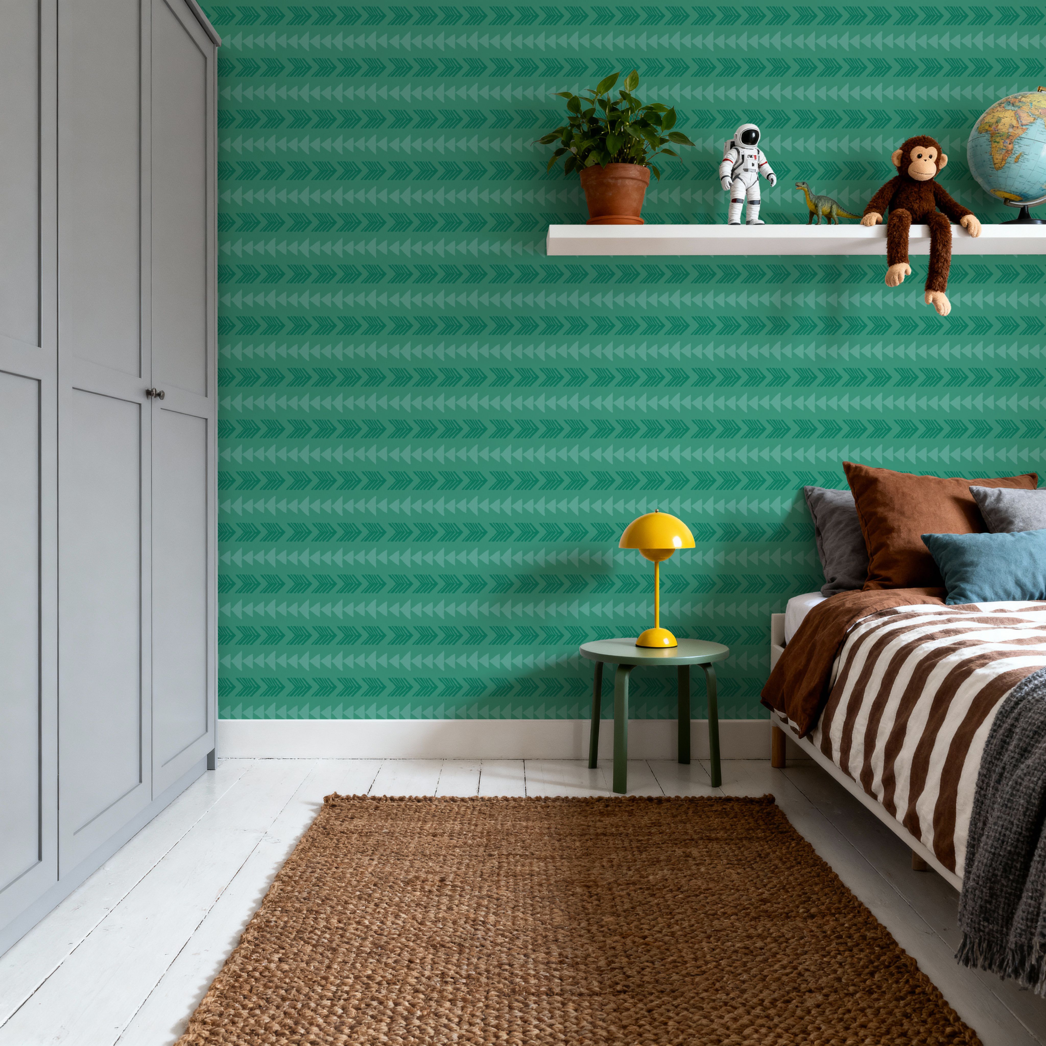 Boho Arrows Green, Wallpaper