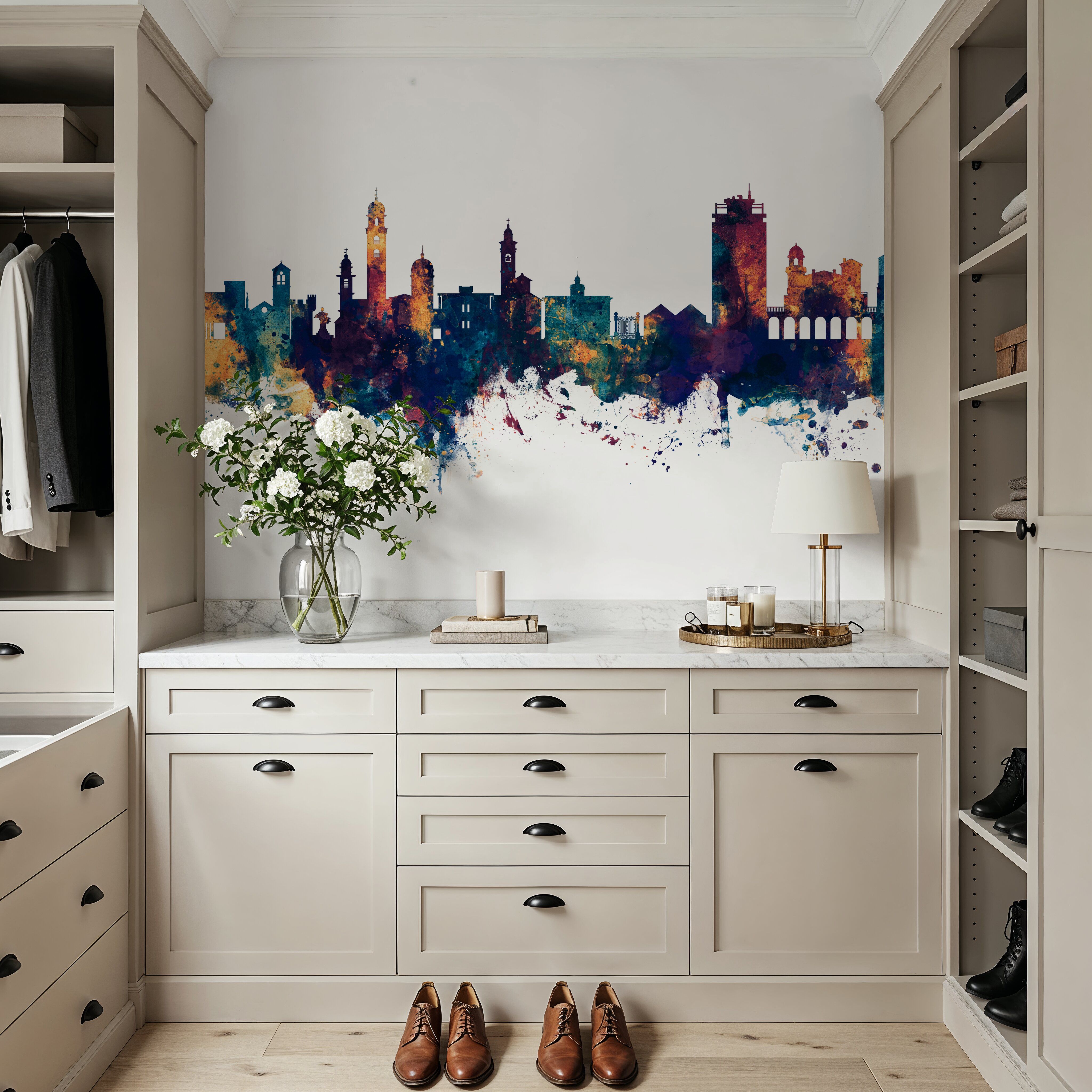 Lugano Switzerland Skyline Blue & Bronze