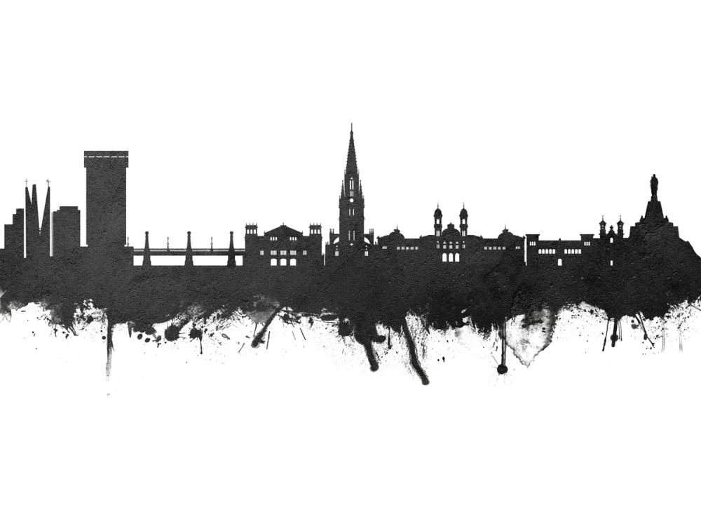 San Sebastian Spain Skyline Black & White