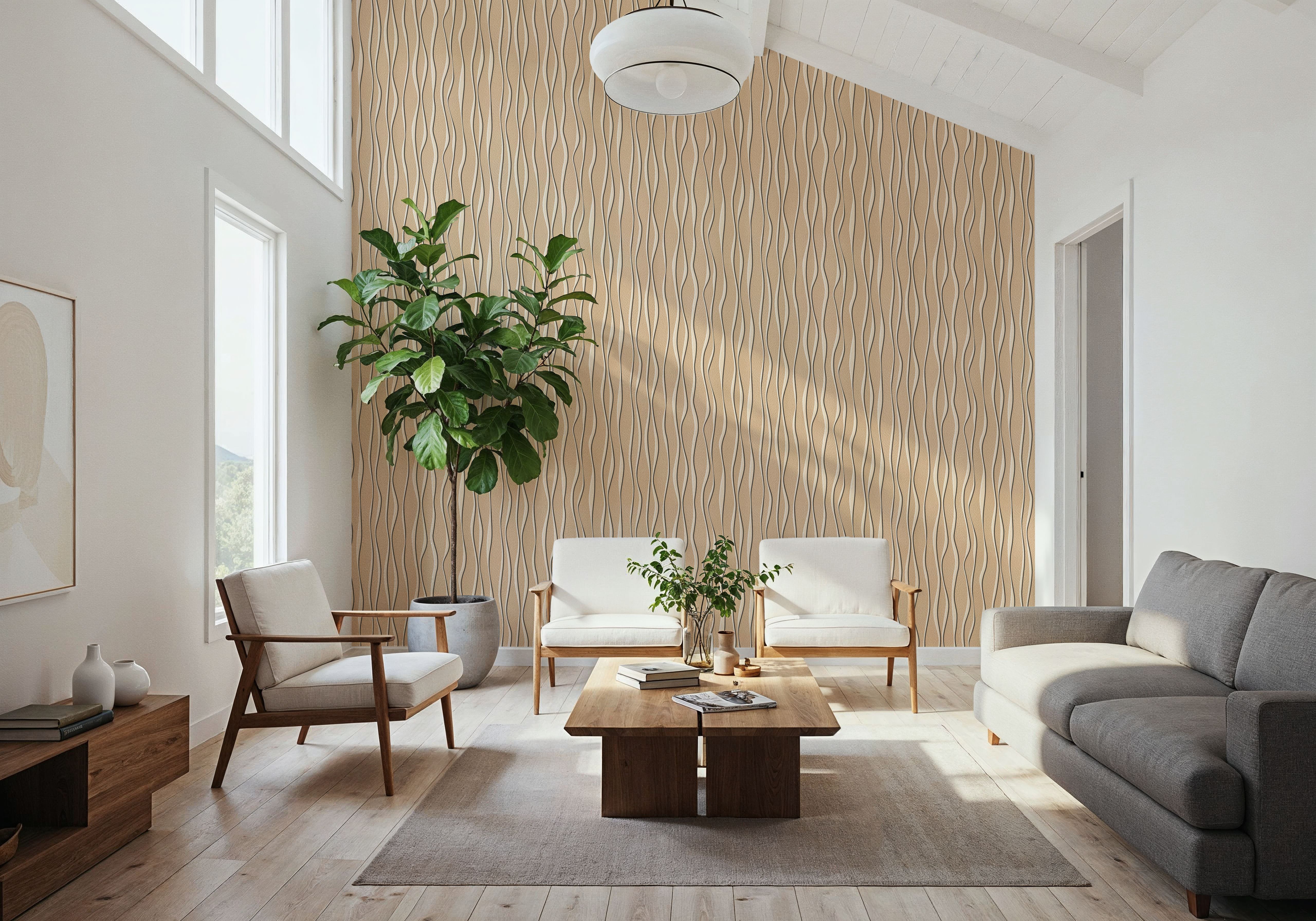 Swaying Lines, Warm Beige