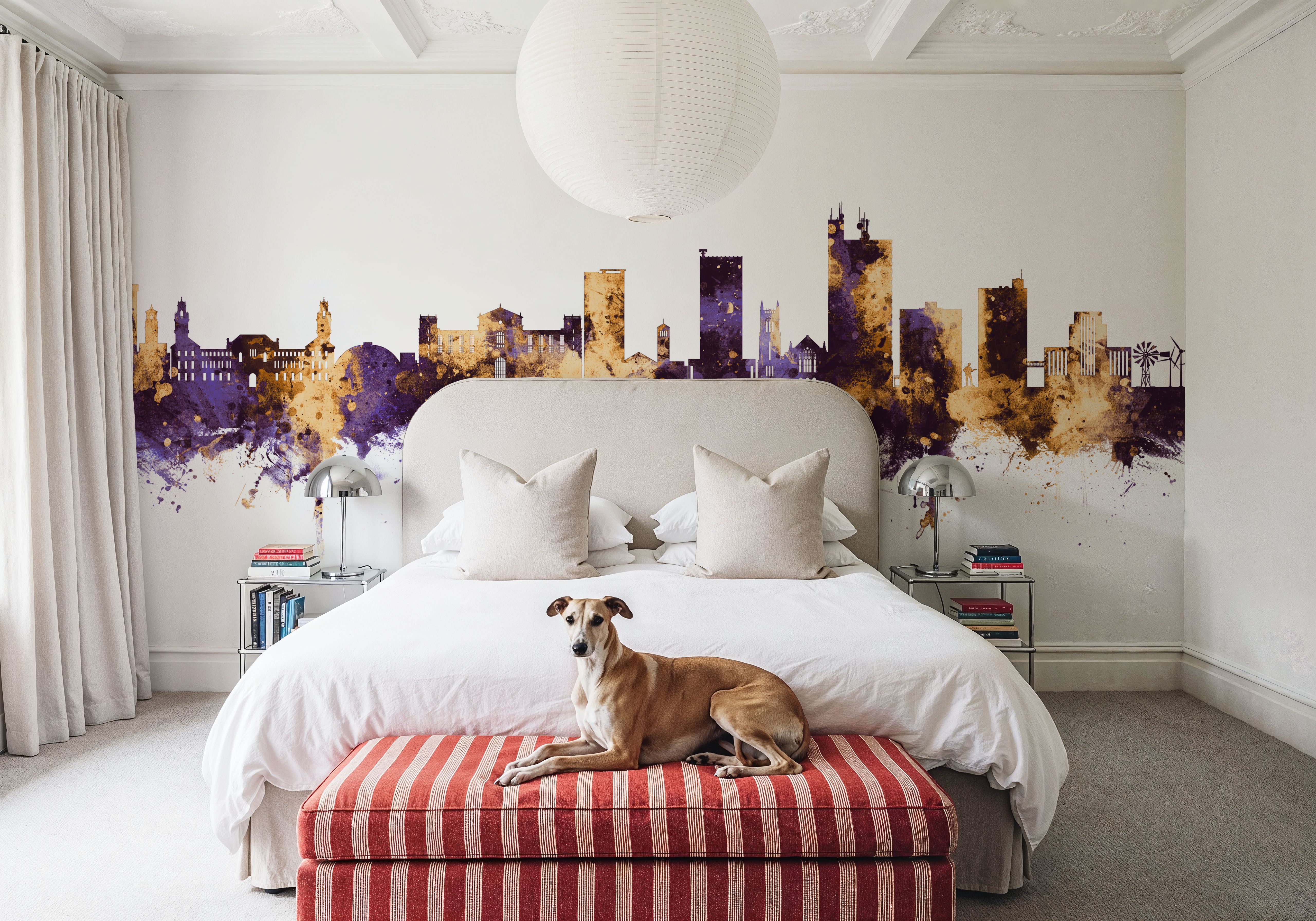 Lubbock Texas Skyline Purple & Gold, Wallpaper