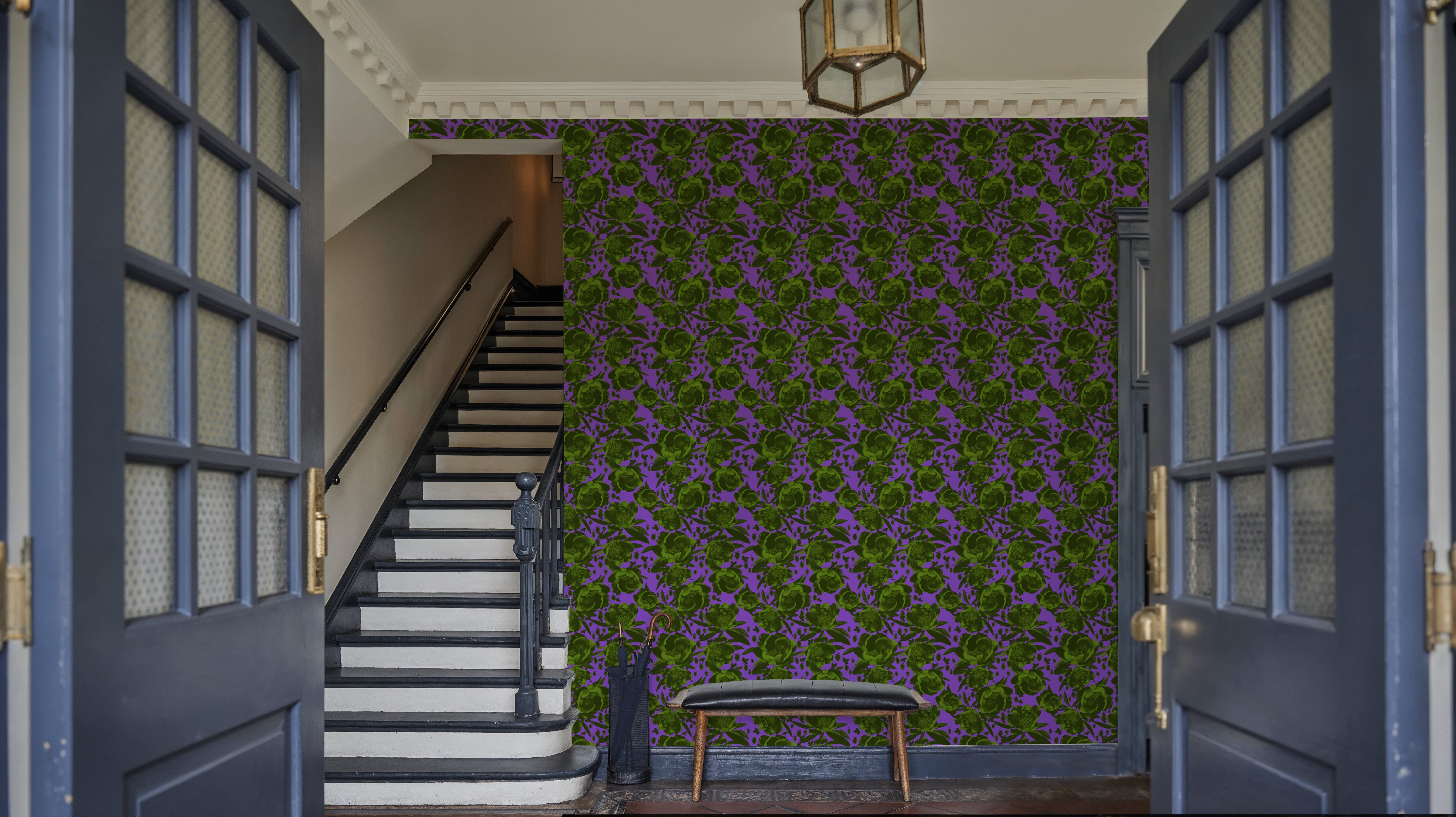 Pop Peonies, Green & Purple
