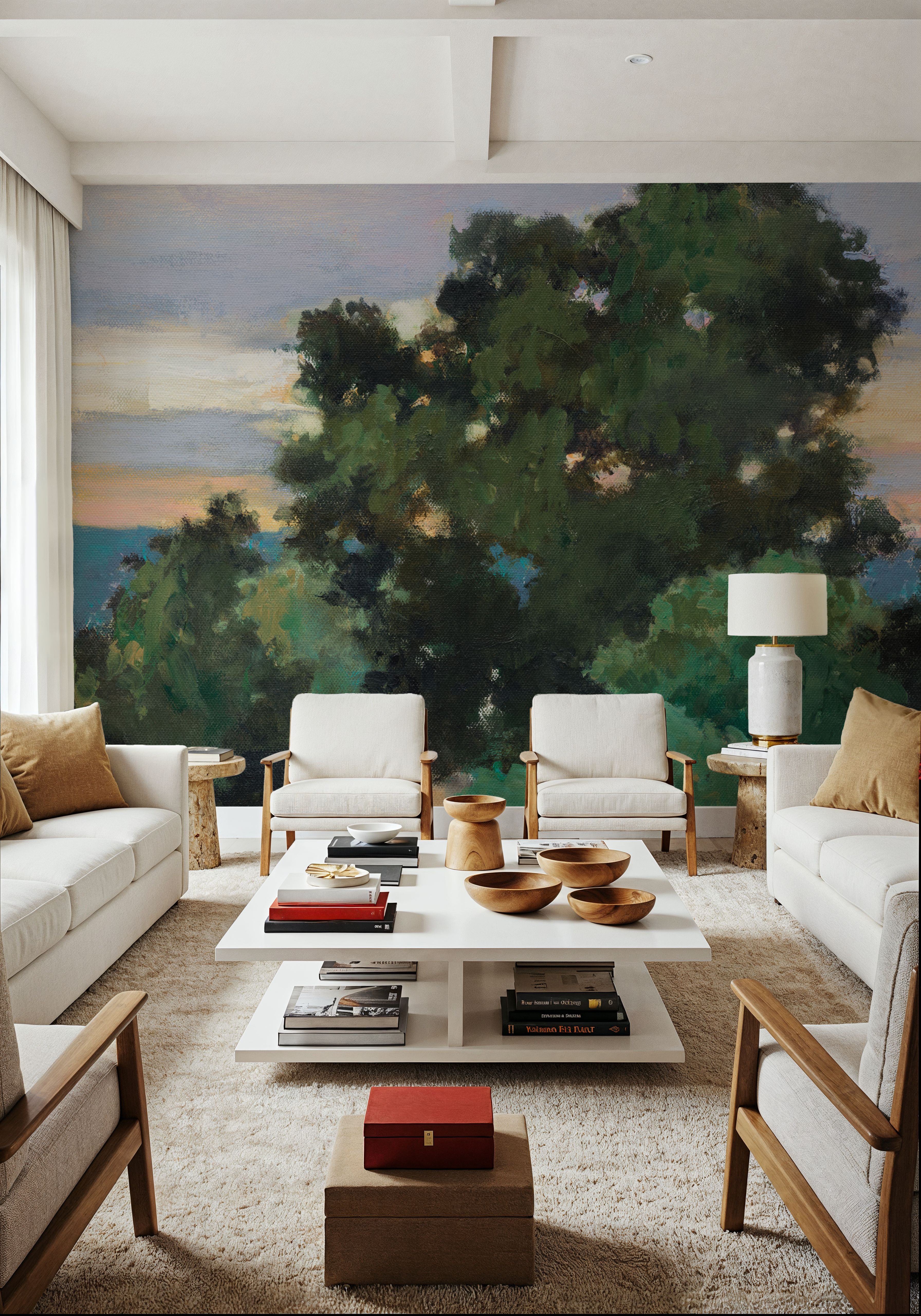 Wall Mural - Grove at Dusk - Foliage Landscapes mural wallpaper - Offices - Wallism US - Premium, Textured or Peel & Stick