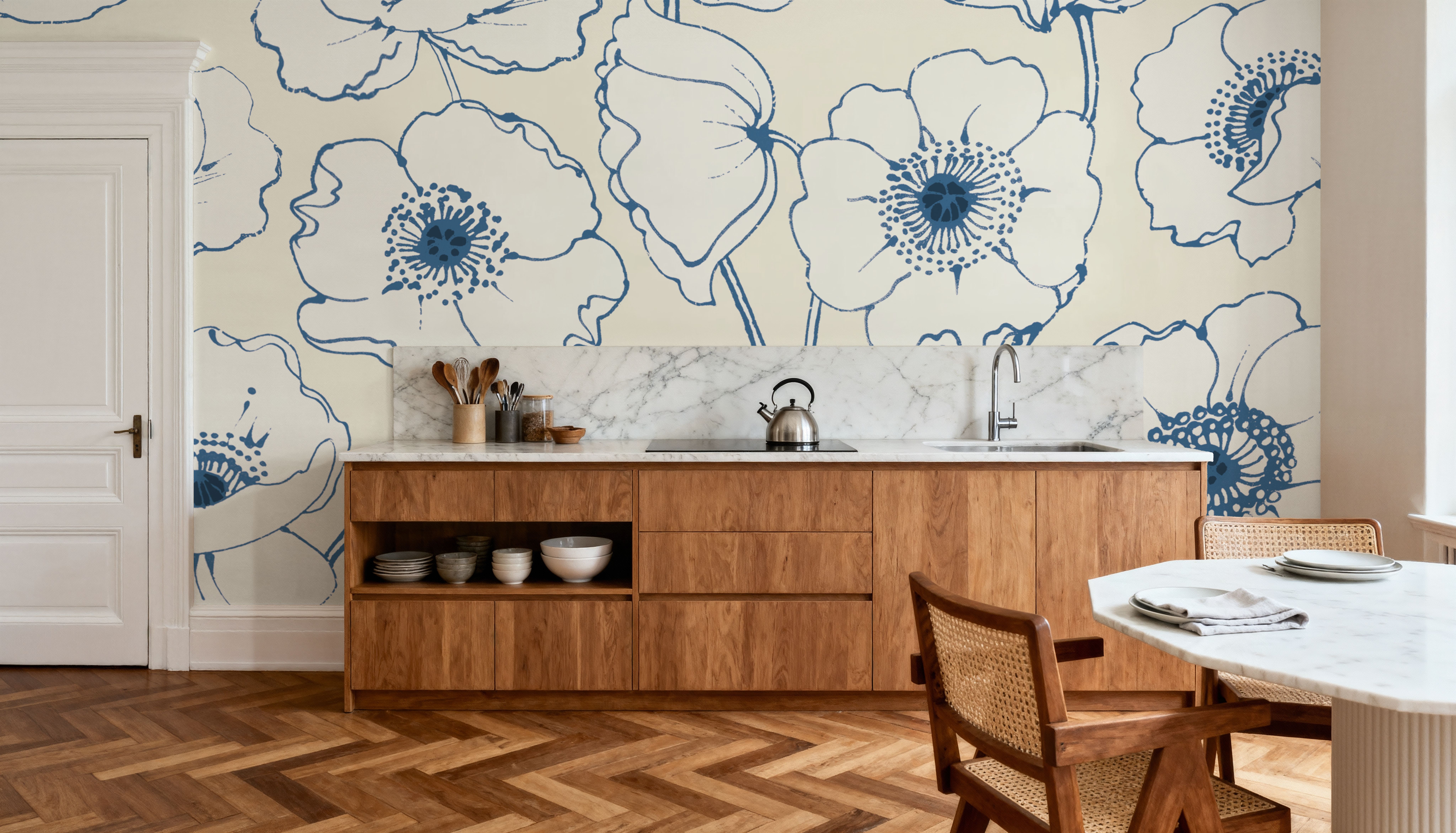 Pen and Ink Flowers I, Tapeten