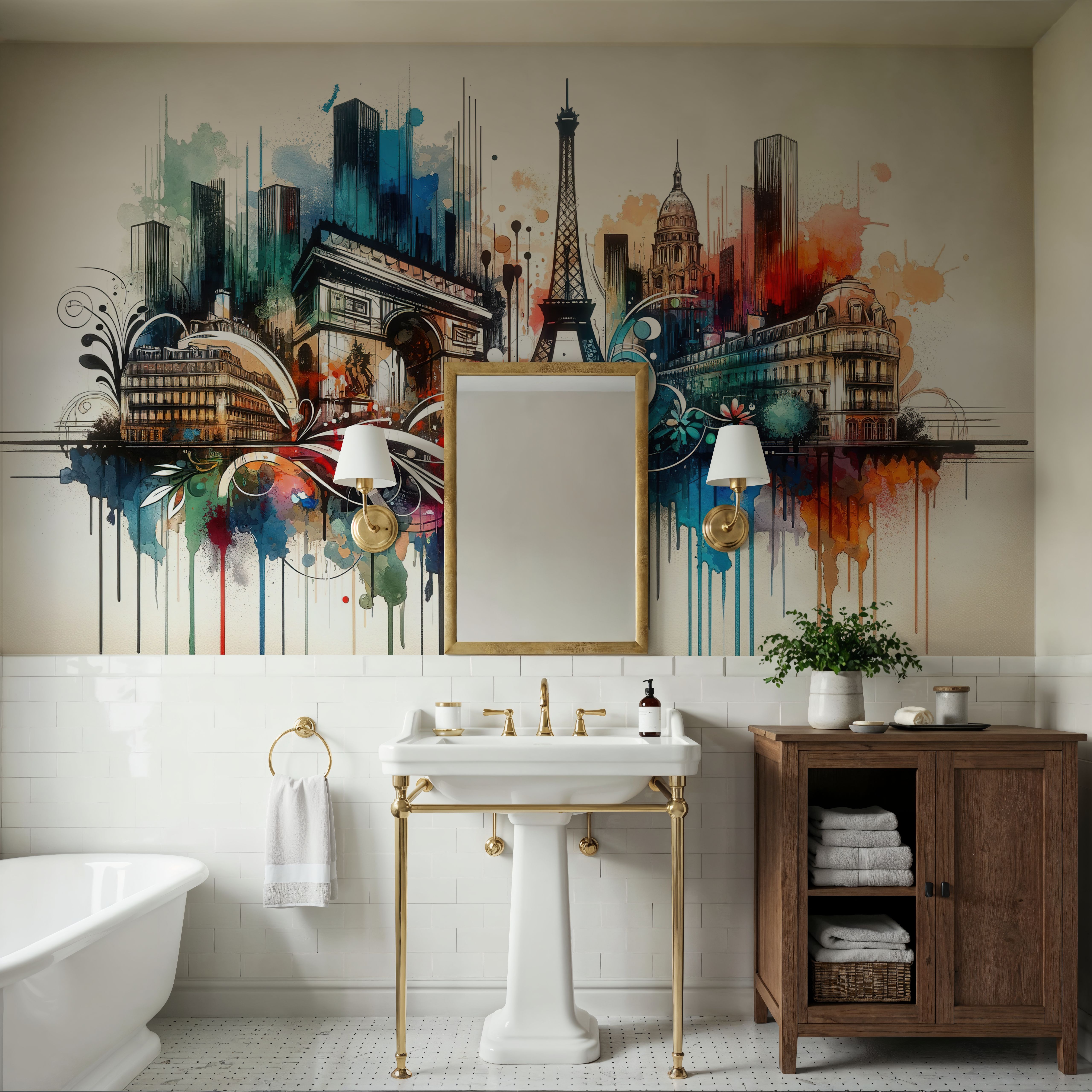 Watercolor Skyline Paris III