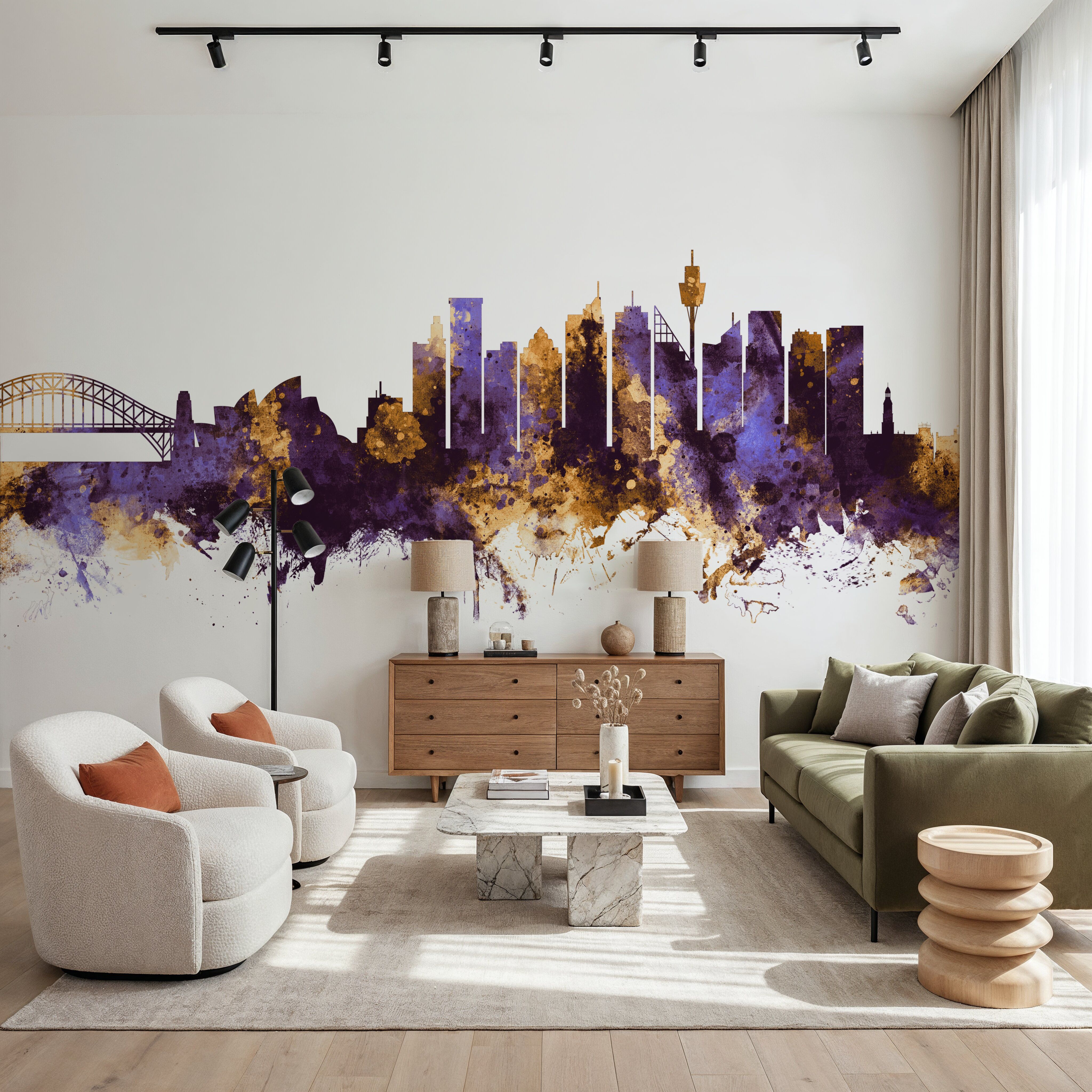 Sydney Australia Skyline Purple & Gold