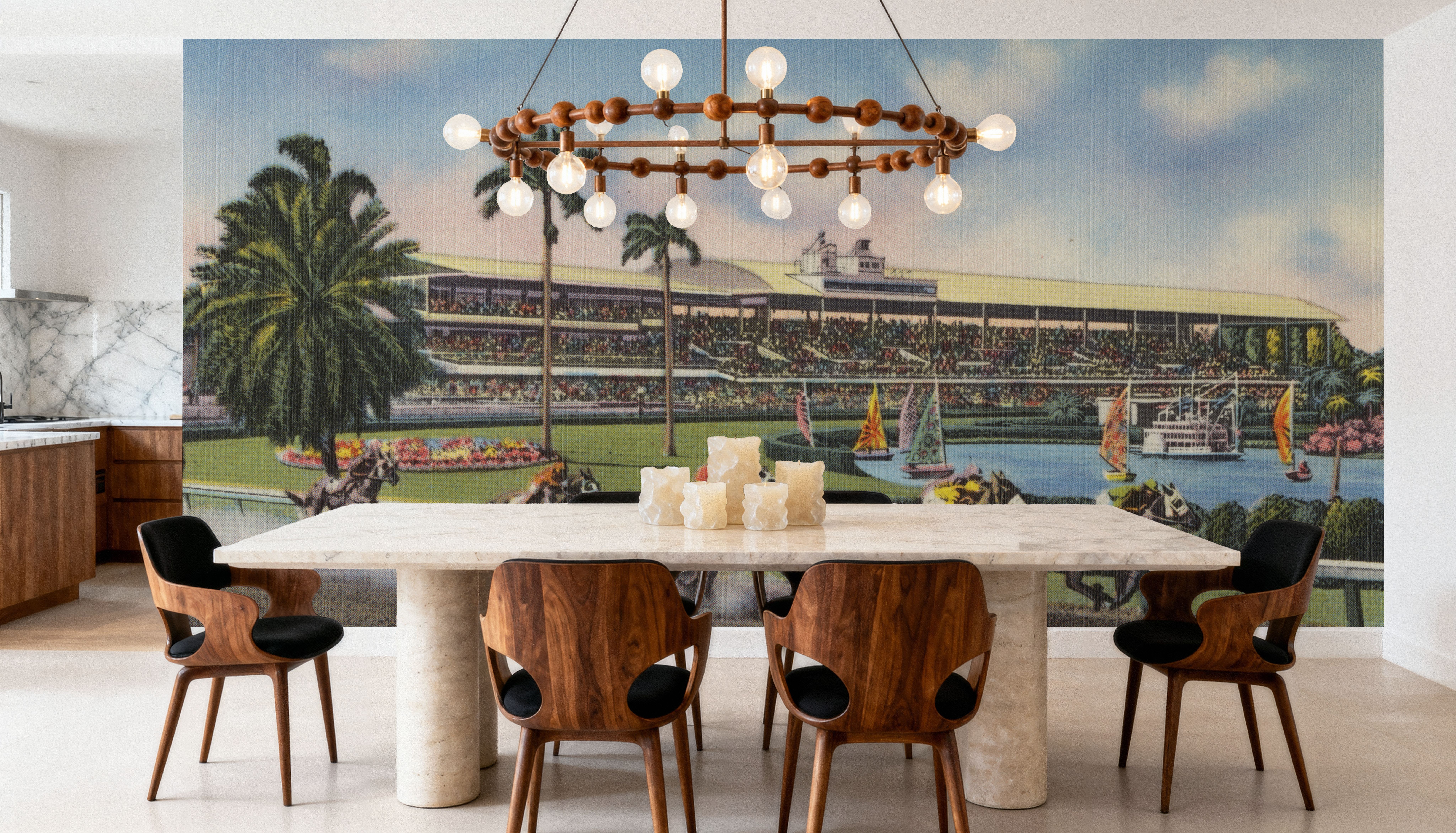 Greetings from Gulfstream Park - Screenprint Postcard, Papel pintado