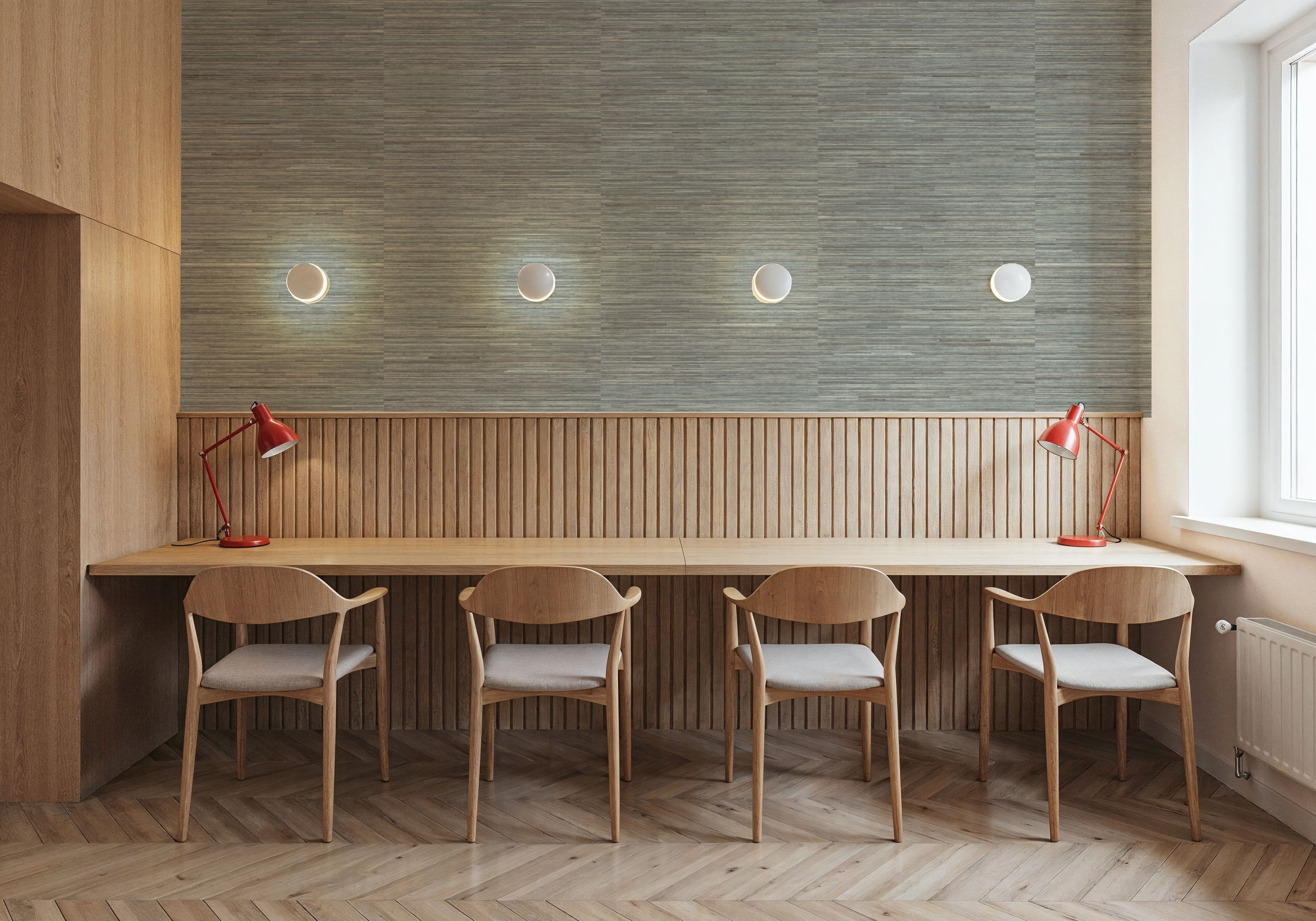 Faux Grasscloth with Visible Seams, Stone Grey