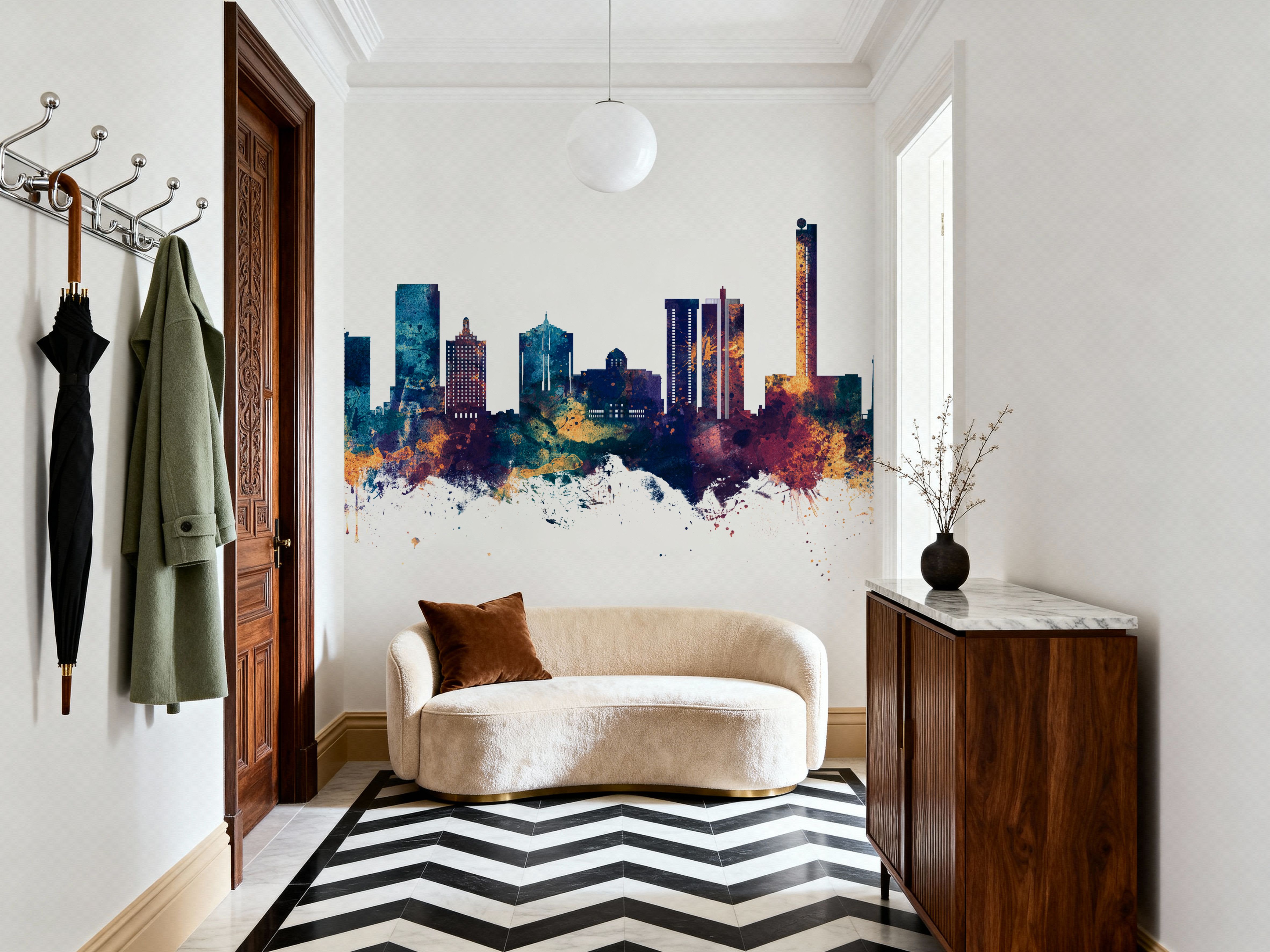 Atlantic City New Jersey Skyline Blue & Bronze