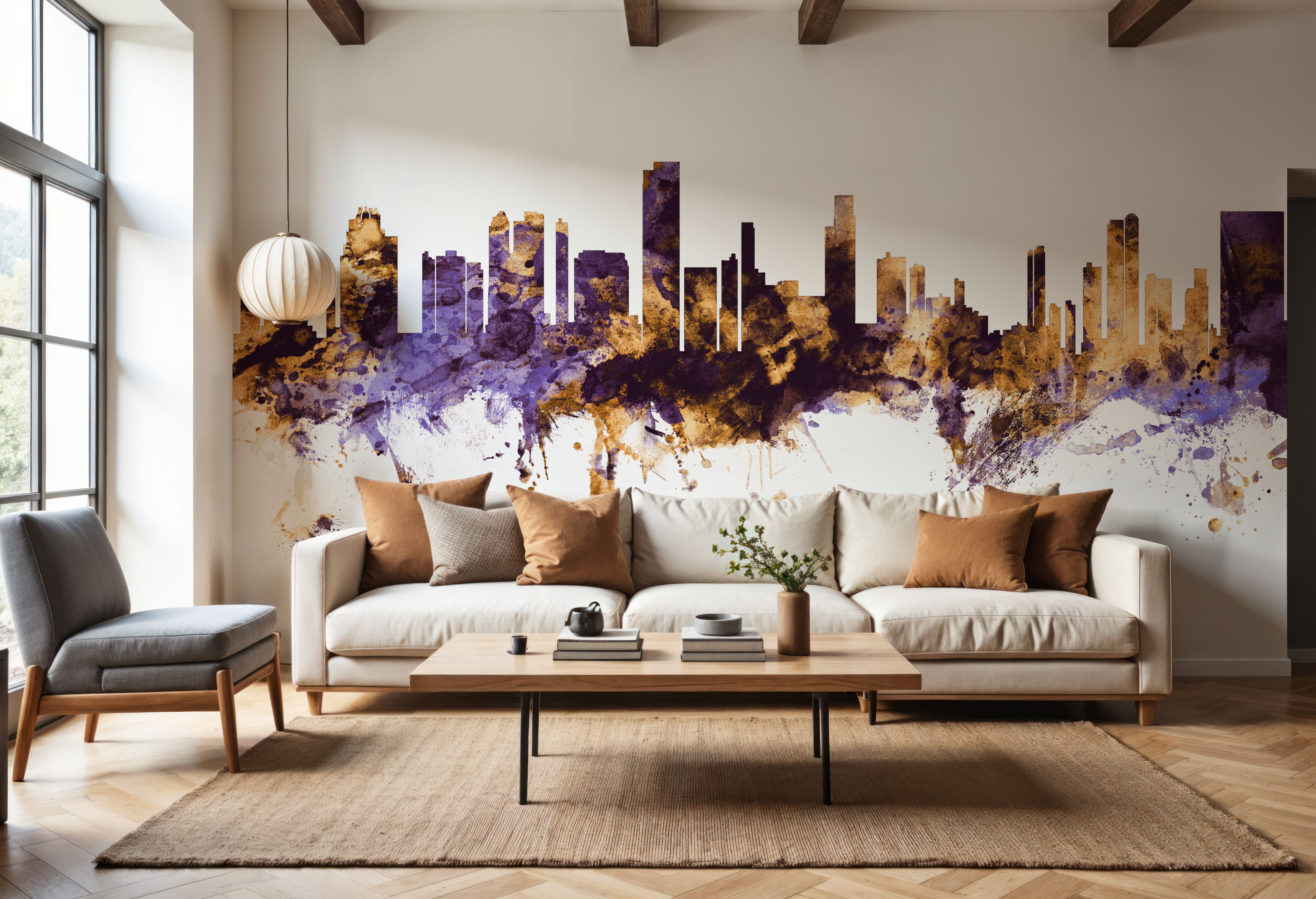 Honolulu Hawaii Skyline Purple & Gold