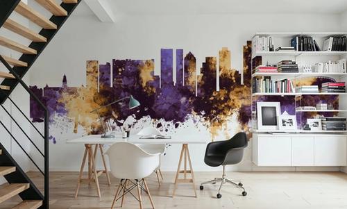 Cape Town Skyline Purple & Gold
