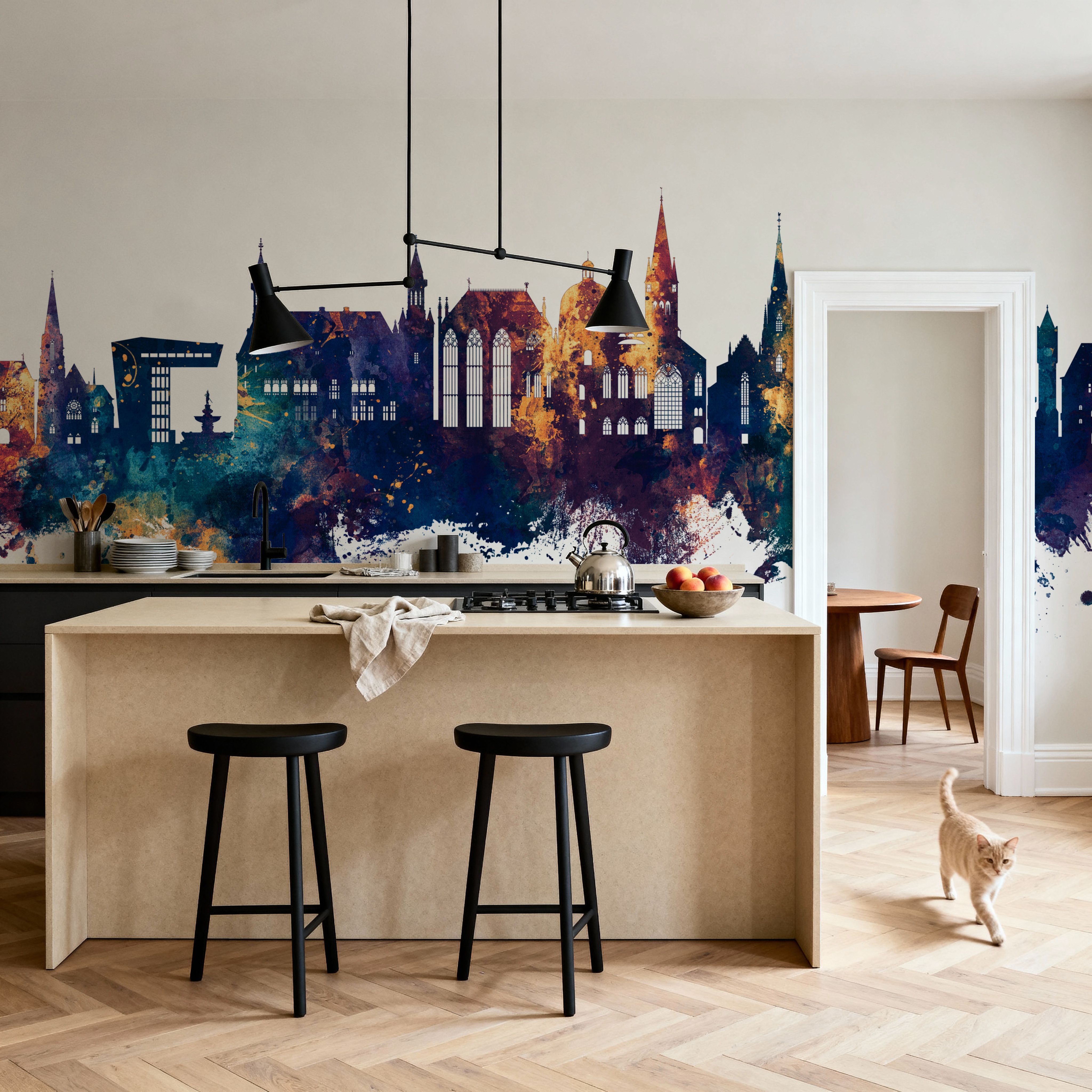 Aachen Germany Skyline Blue & Bronze