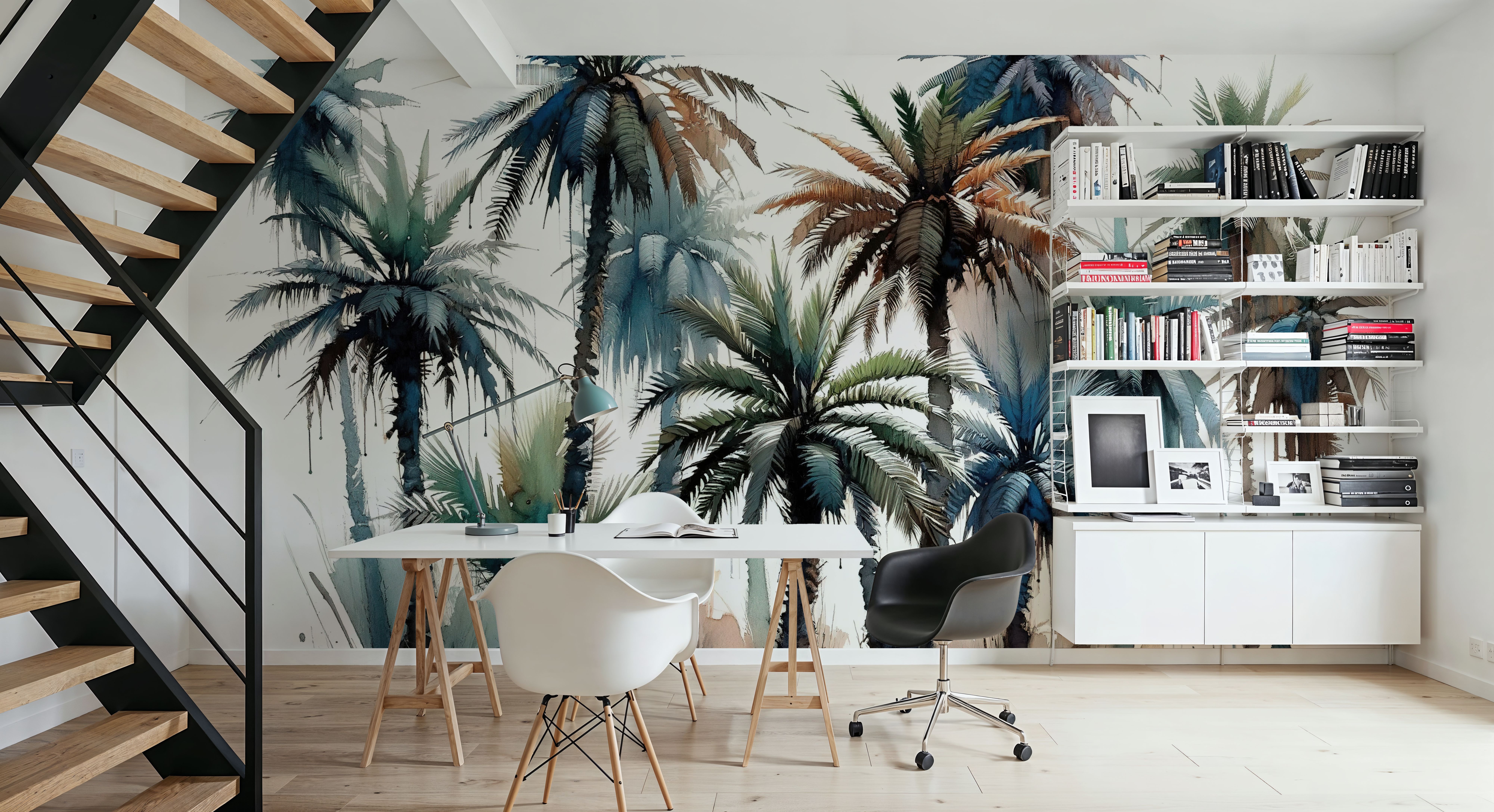 Vibrant Palm Trees in Watercolor