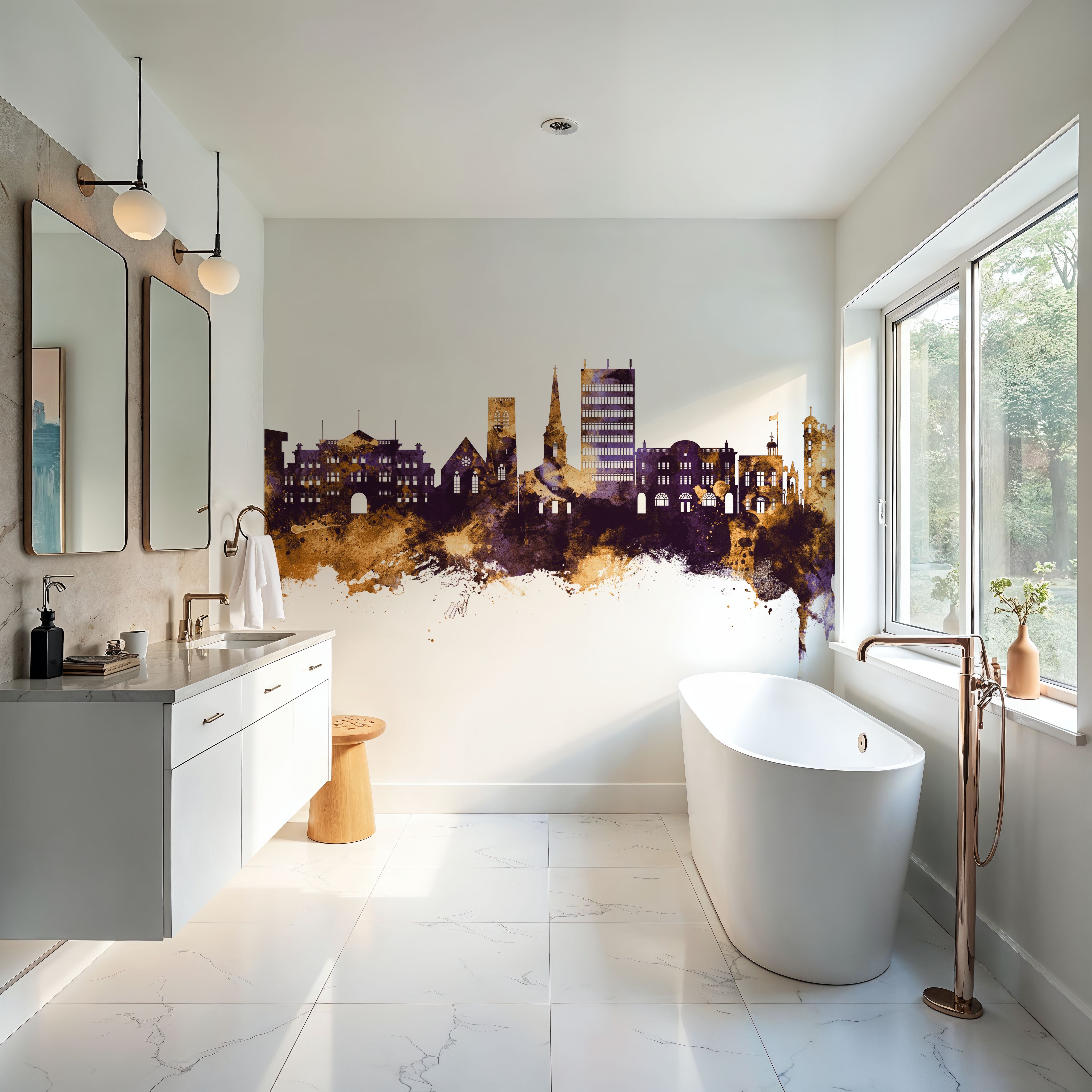 Maidstone England Skyline Purple & Gold