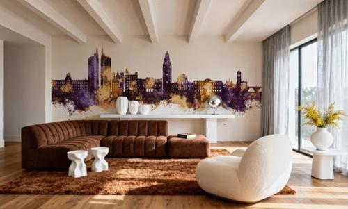 Murcia Spain Skyline Purple & Gold