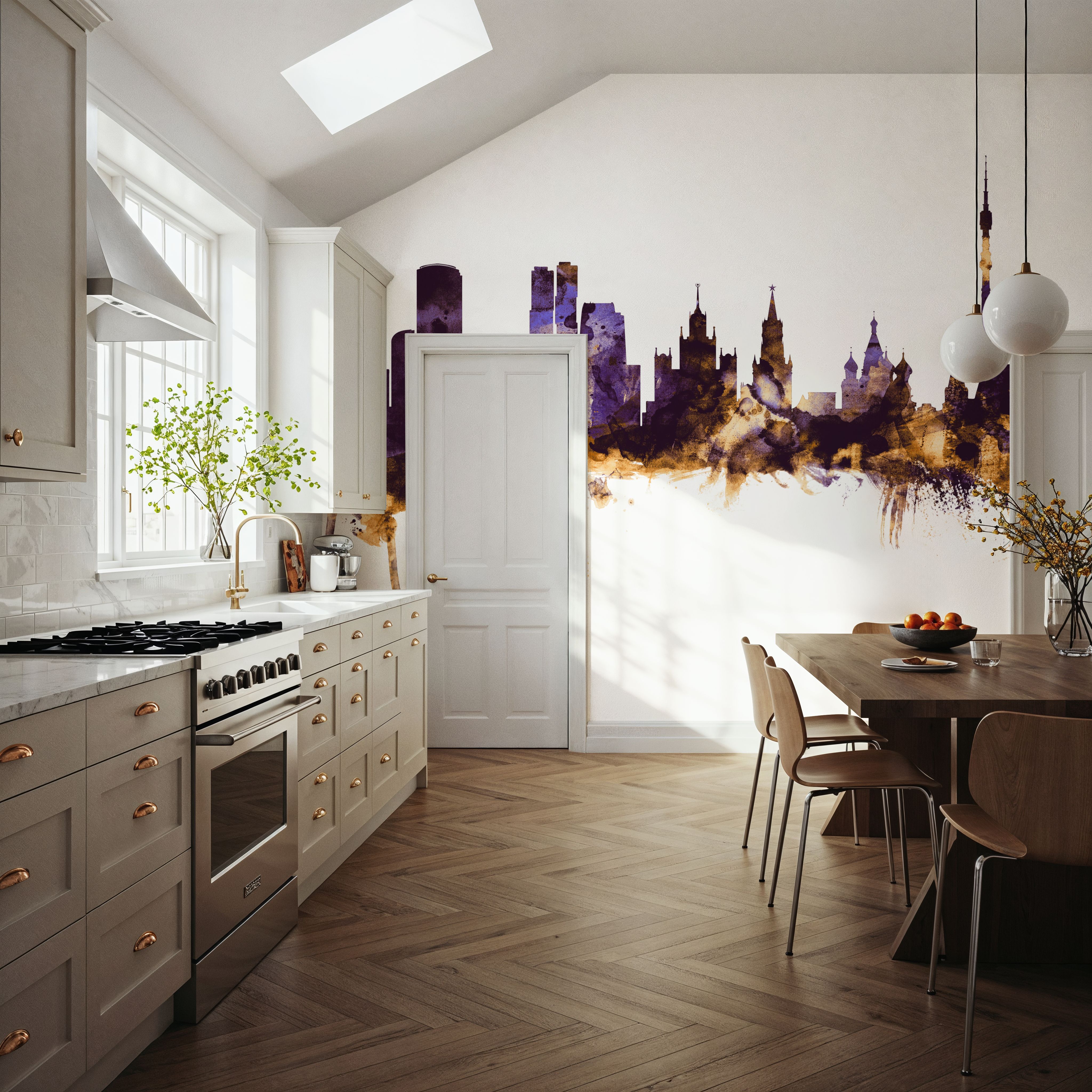 Moscow Russia Skyline Purple & Gold