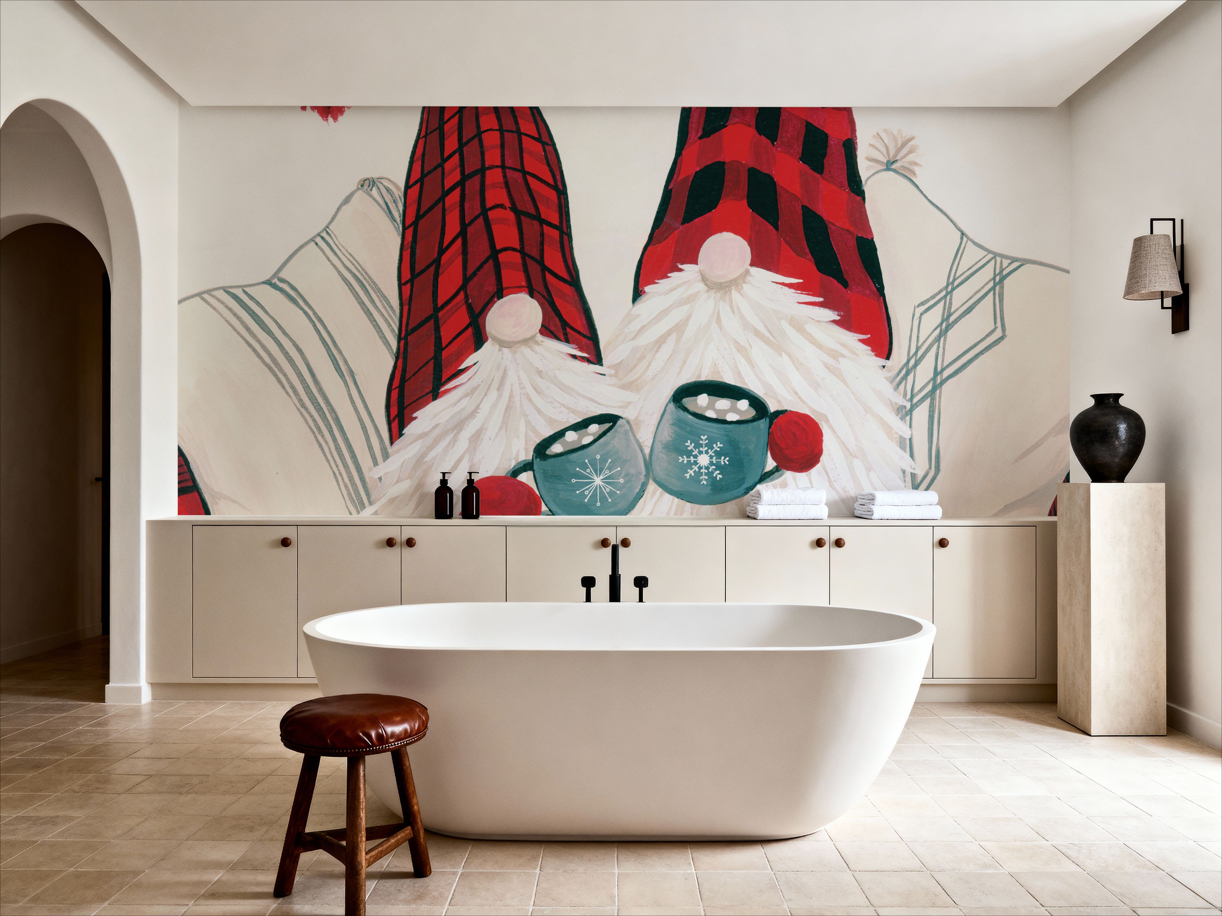 Christmas Gnomes Cocoa Party II, Wallpaper