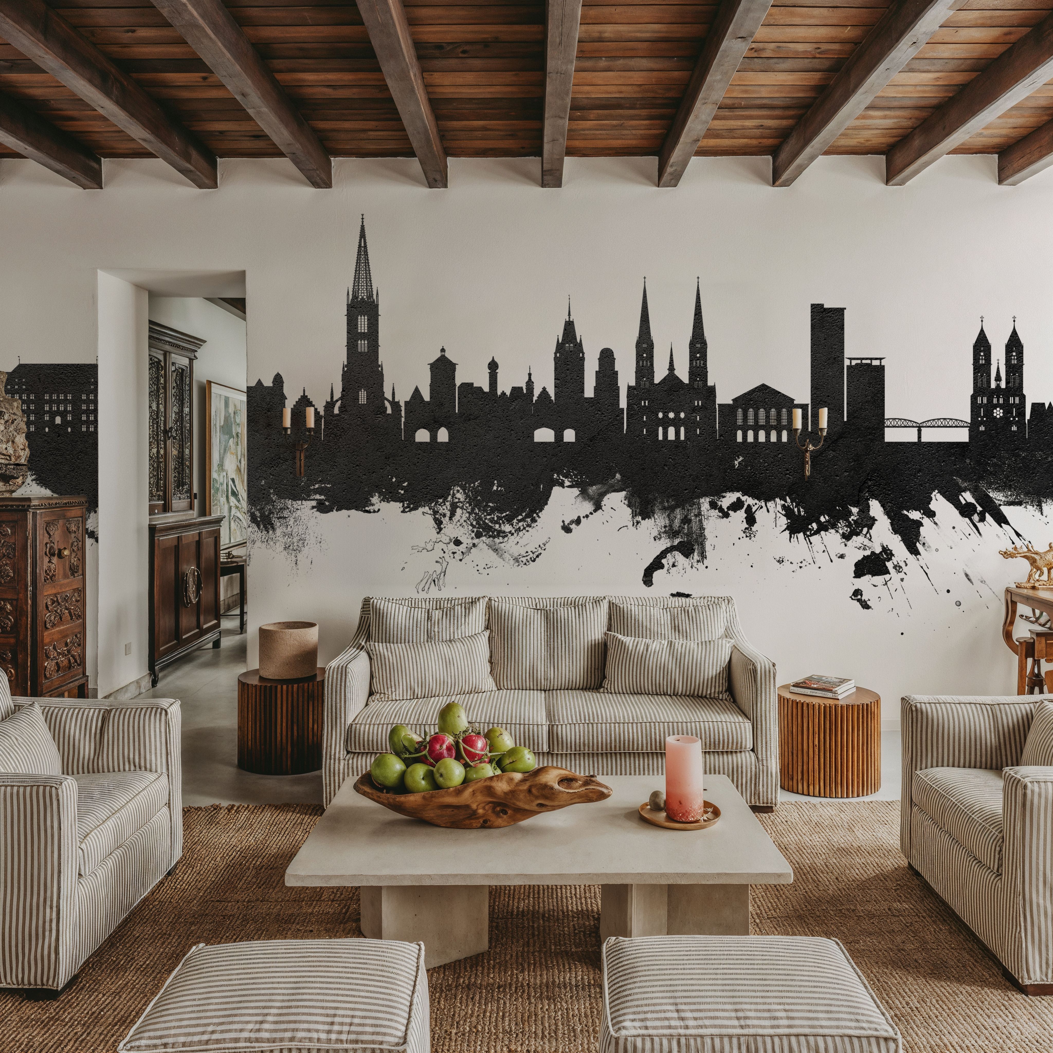 Freiburg Germnay Skyline Black & White