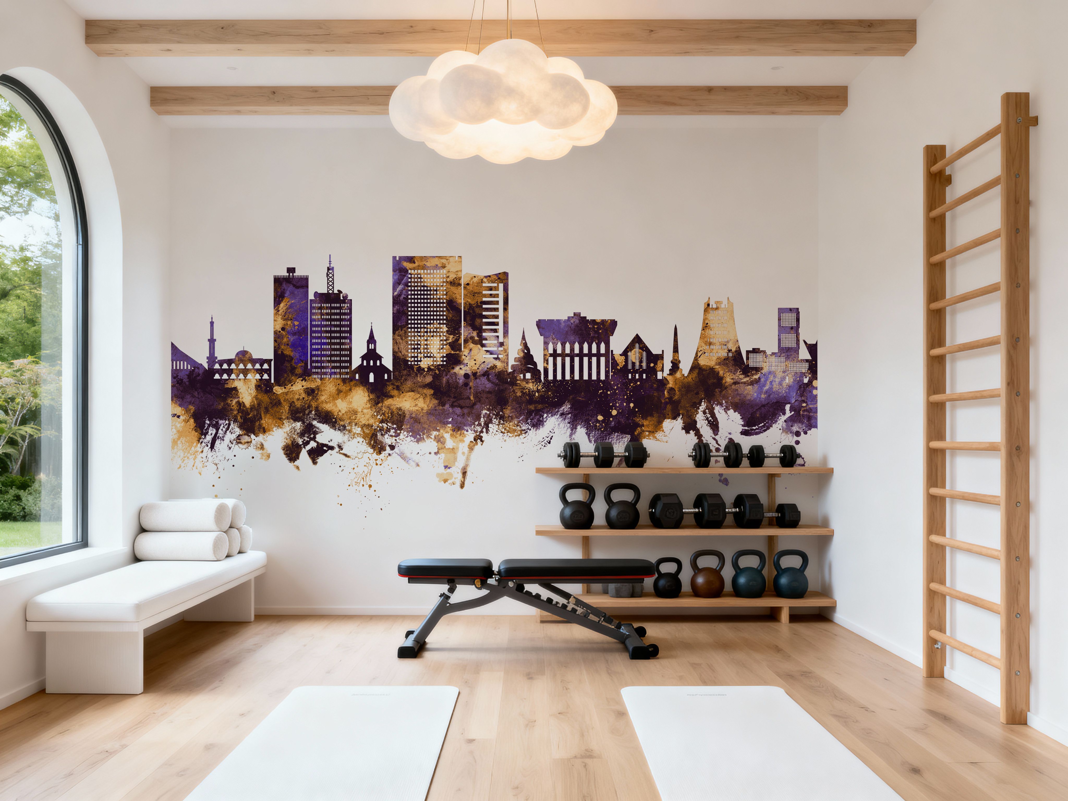 Yaoundé Cameroon Skyline Purple & Gold