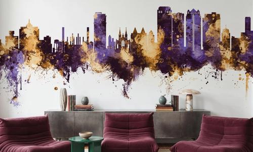 Birmingham Alabama Skyline Purple & Gold