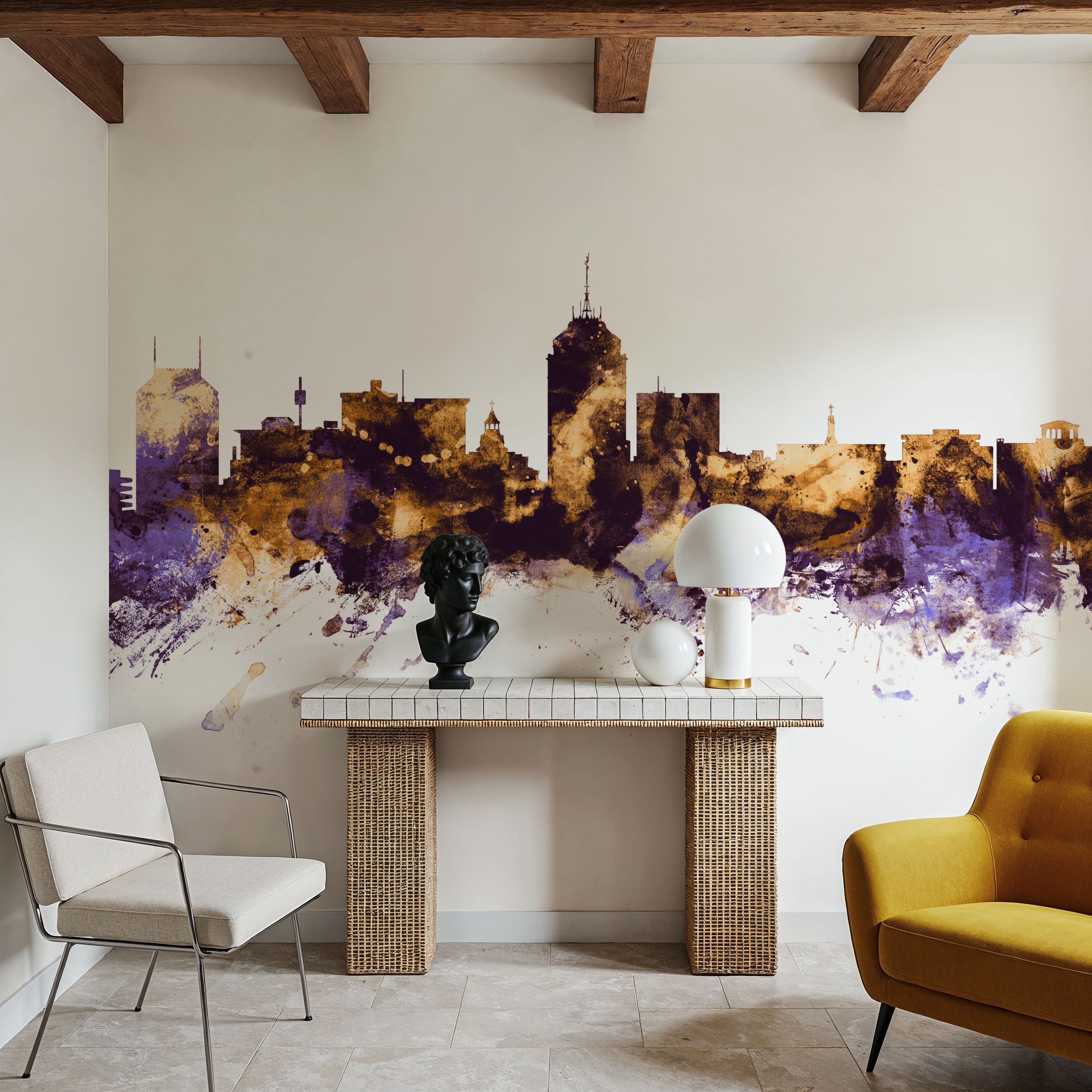 Fresno California Skyline Purple & Gold