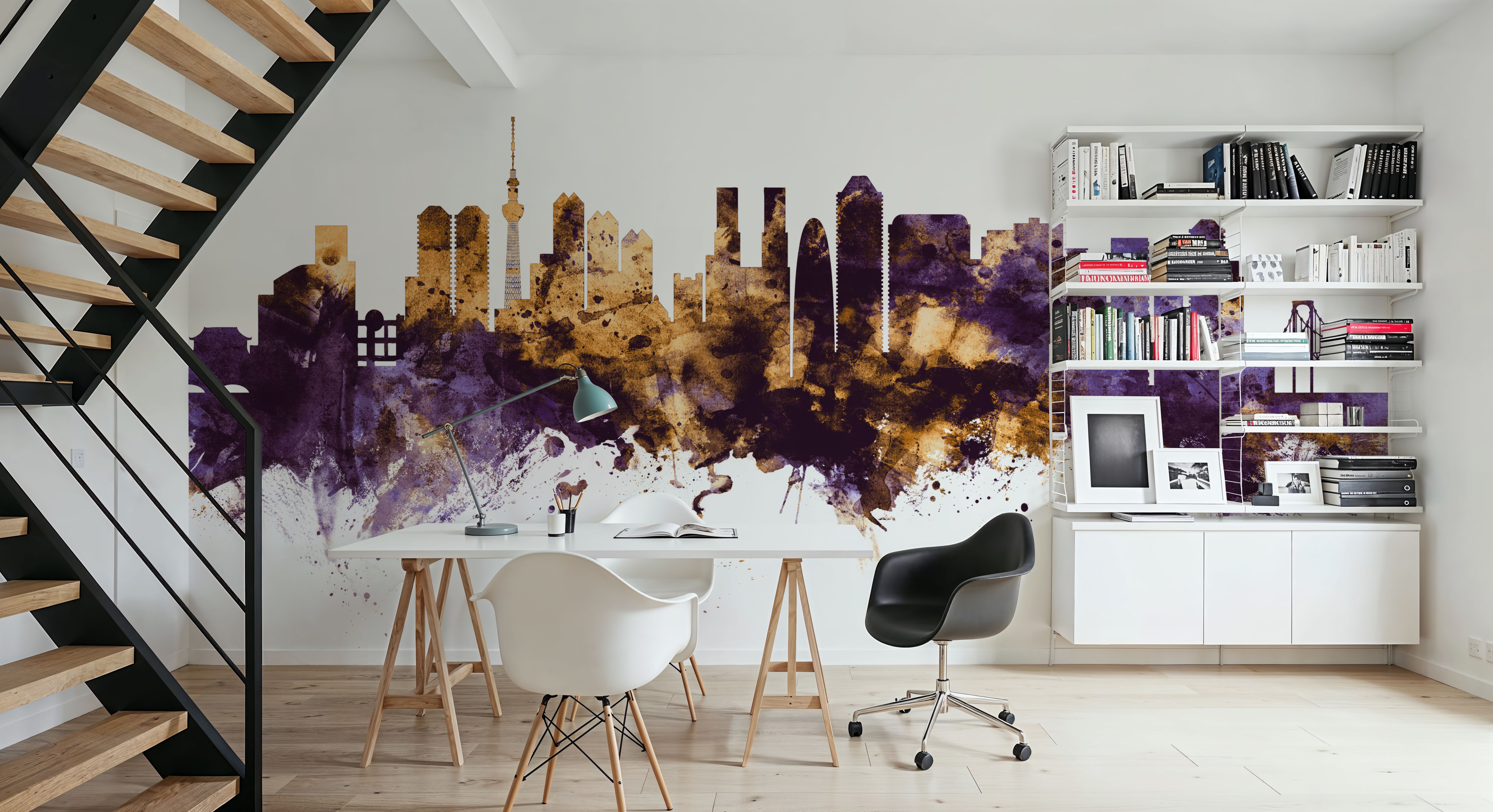 Tokyo Japan Skyline Purple & Gold