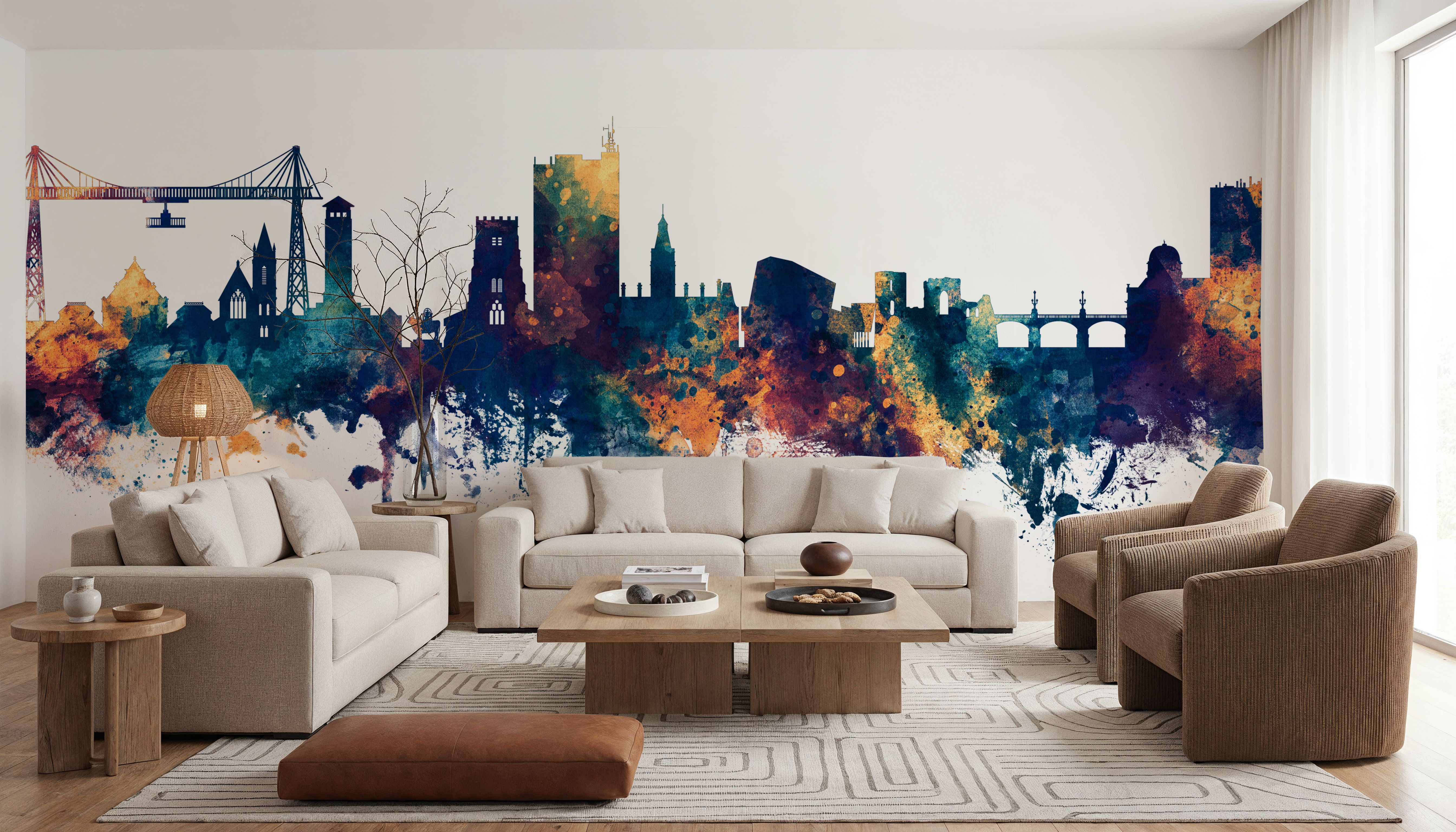 Newport Wales Skyline Blue & Bronze